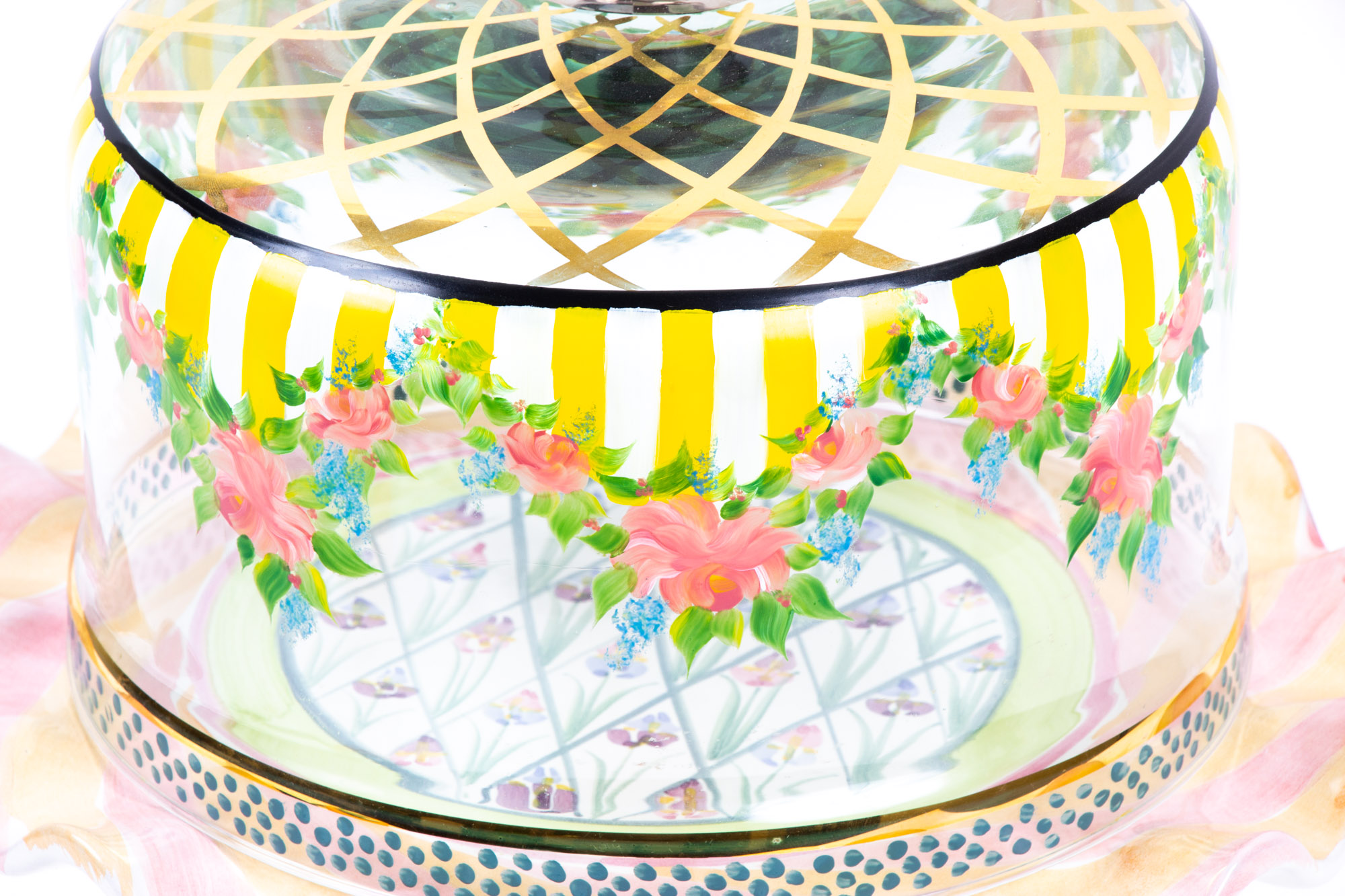 MacKenzie-Childs "Striped Awning" Cake Dome with "Taylor" Cake Stand