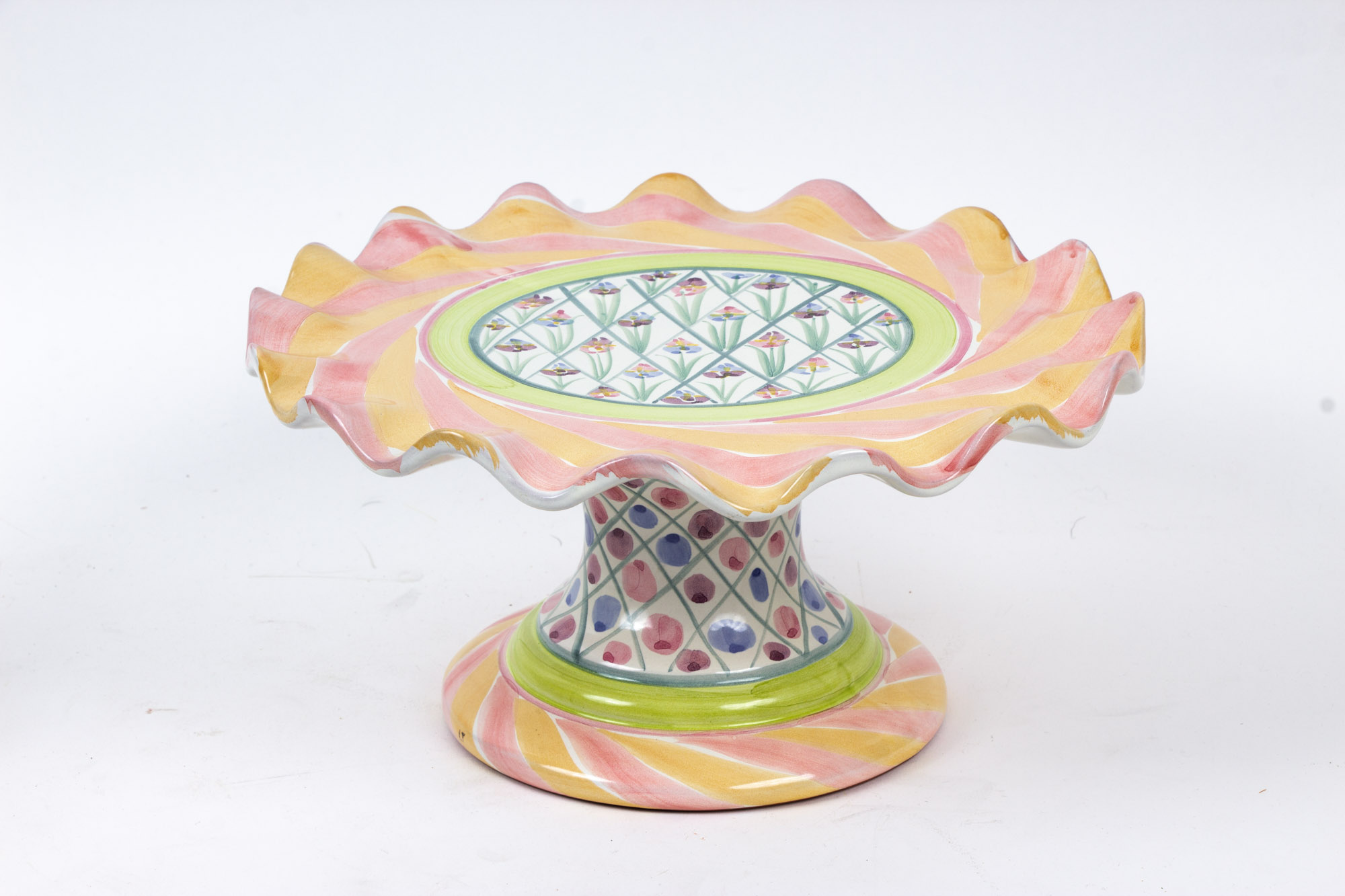 MacKenzie-Childs "Striped Awning" Cake Dome with "Taylor" Cake Stand