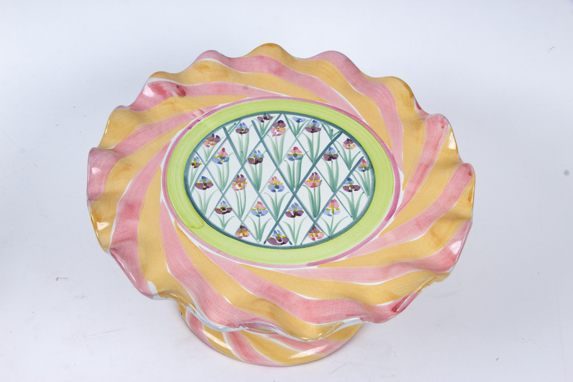 MacKenzie-Childs "Striped Awning" Cake Dome with "Taylor" Cake Stand