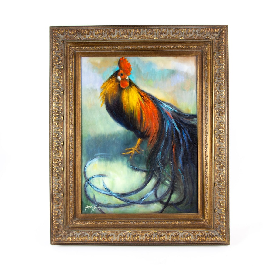 Gilda Horn Rooster Oil Painting