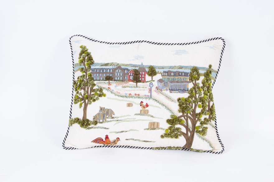 MacKenzie-Childs "Aurora Farm" Needlepoint Accent Pillow