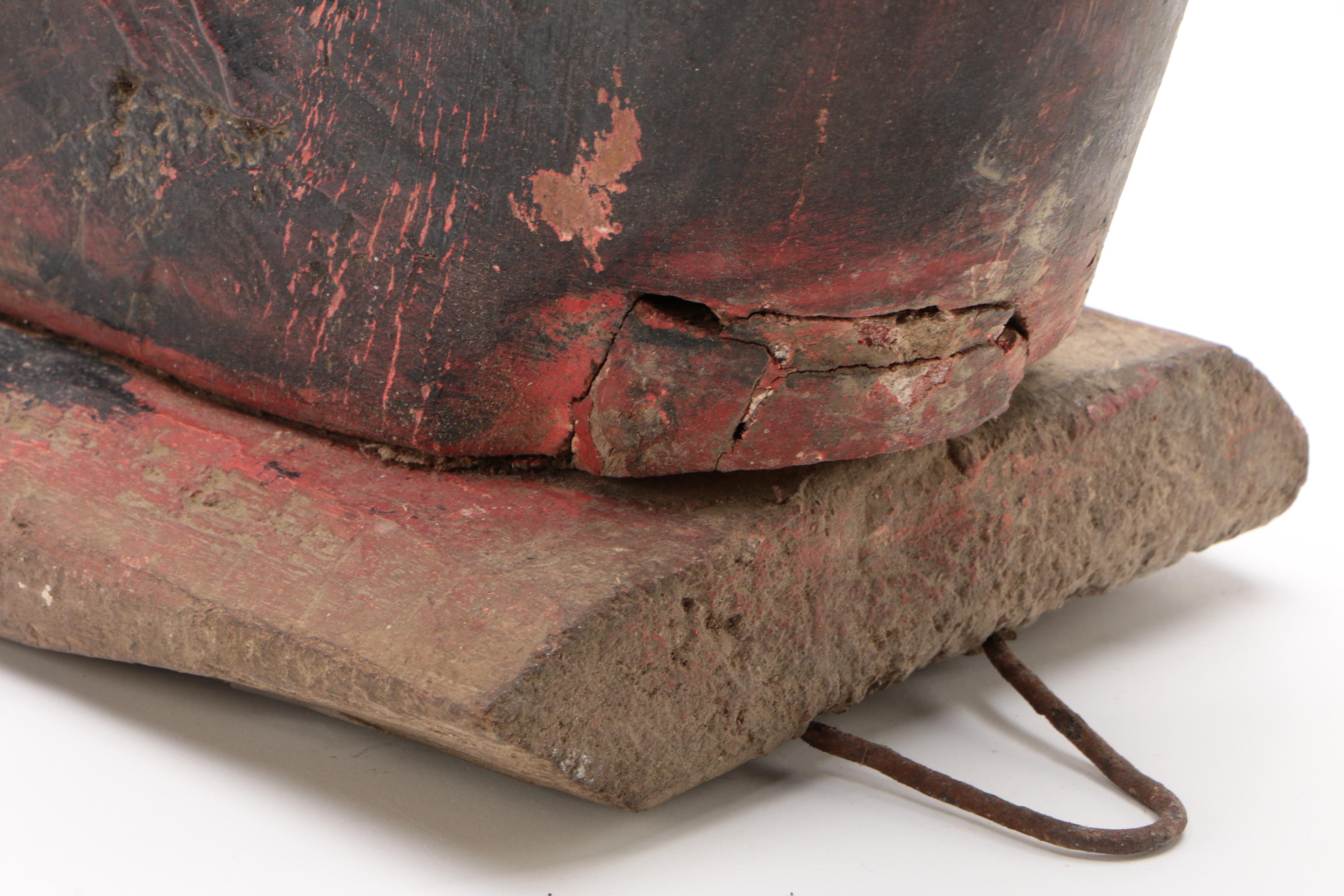 American Folk Art Carved Wood Deer Head with Applied Antlers
