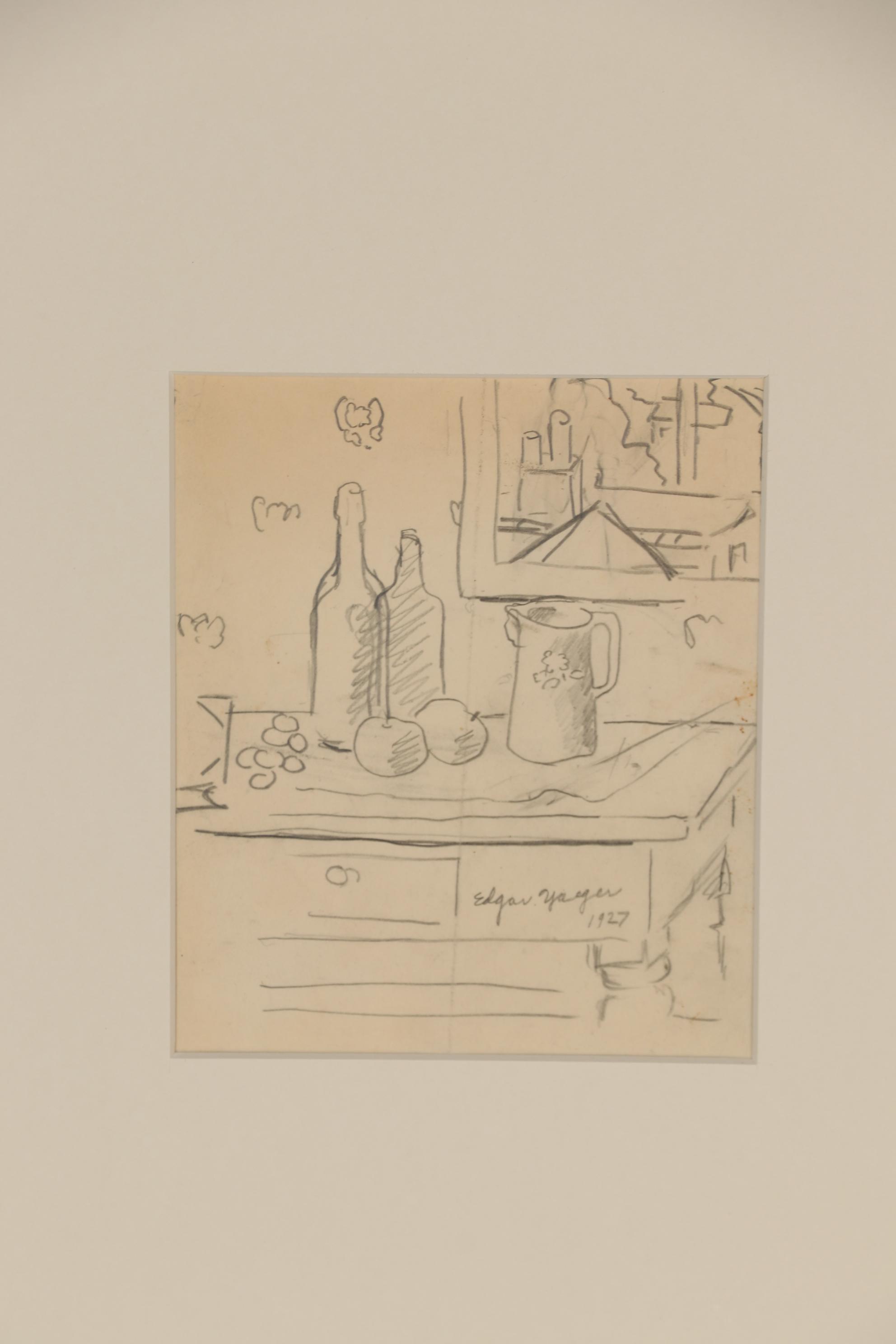 Edgar Yaeger 1927 Still Life Graphite Drawing