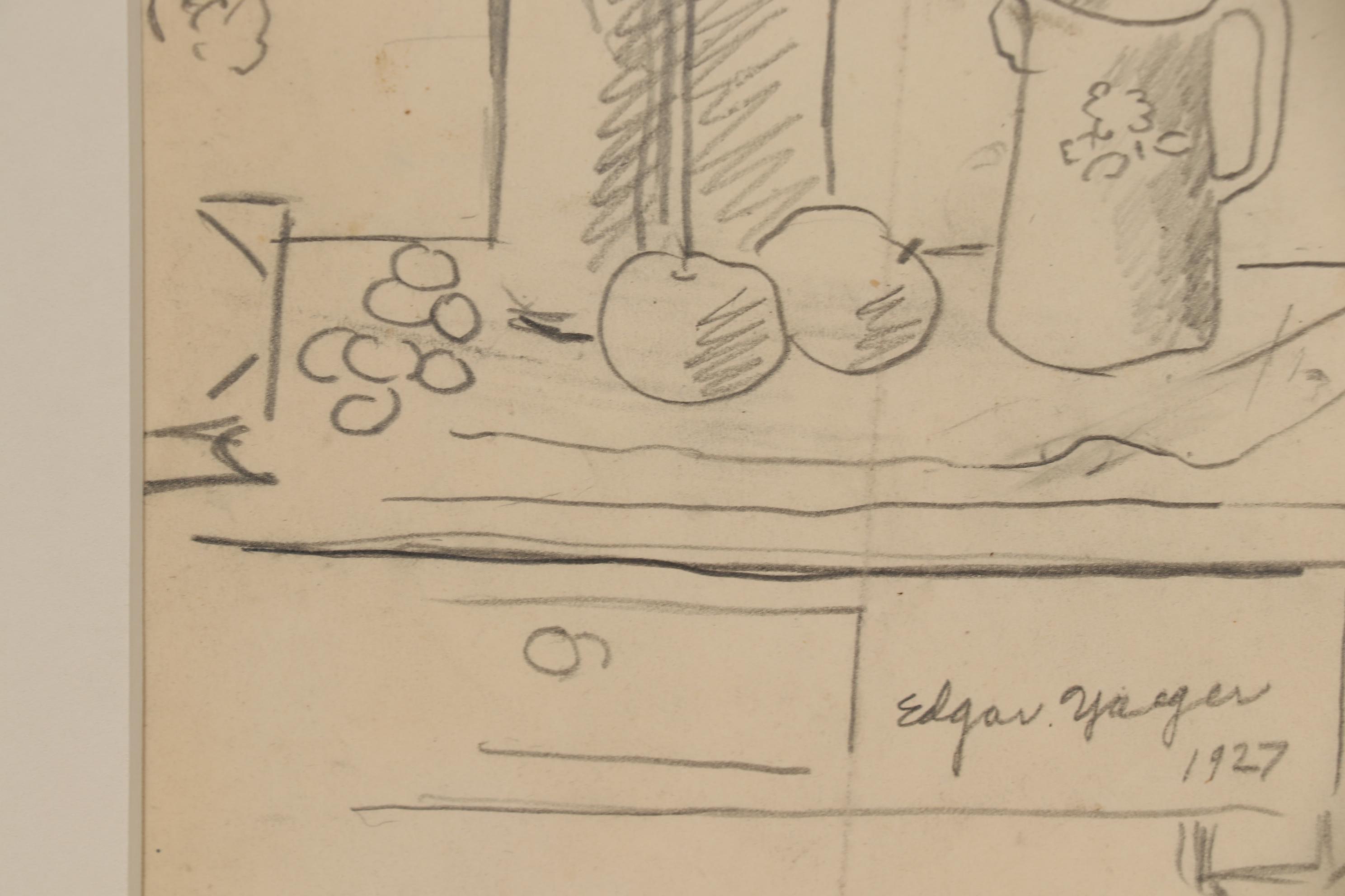 Edgar Yaeger 1927 Still Life Graphite Drawing