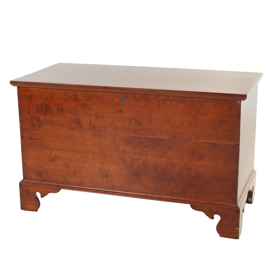 Chippendale Style Cherrywood Benchmade Blanket Chest, 20th Century