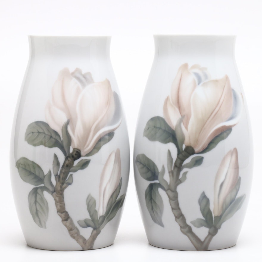 Bing & Grøndahl Porcelain "Magnolia" Vases