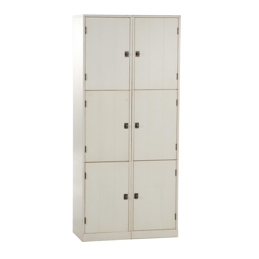 Pair of Contemporary White Finished Storage Cabinets