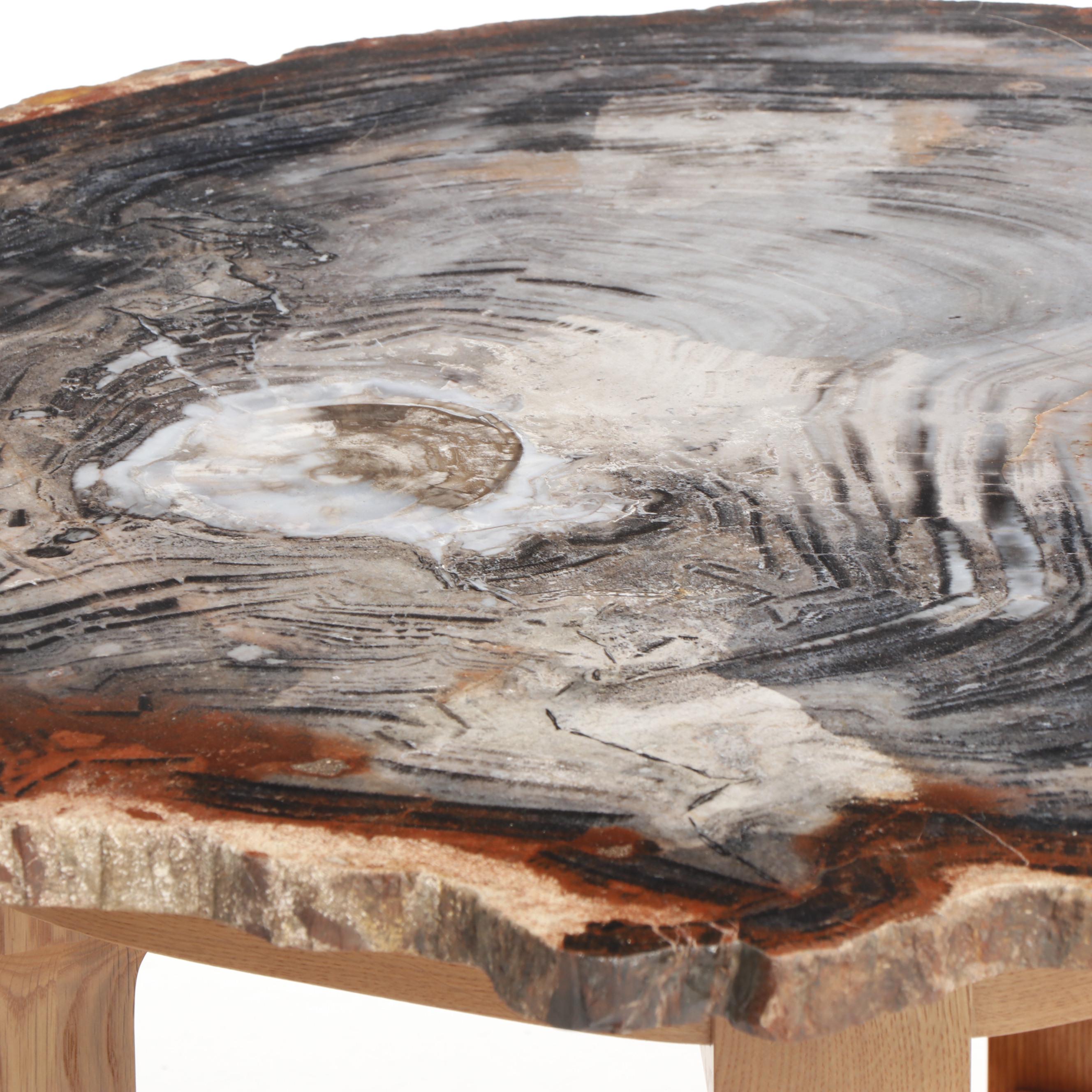 Russell-Zuhl Petrified Pine Coffee Table on Oak Base, 1997 | Everything ...