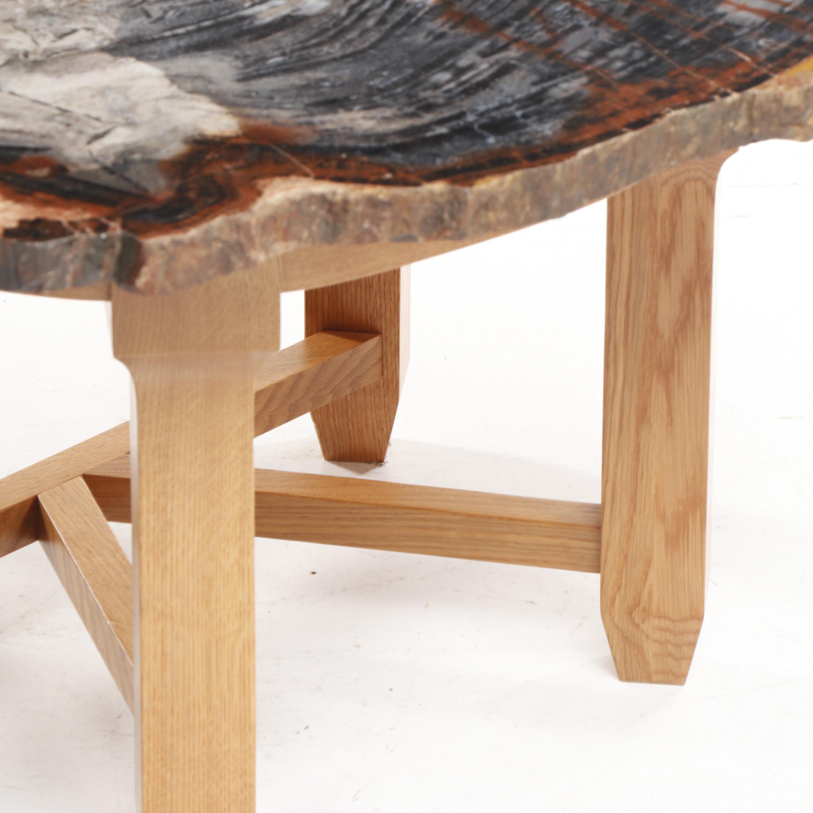 Russell-Zuhl Petrified Pine Coffee Table on Oak Base, 1997 | Everything ...
