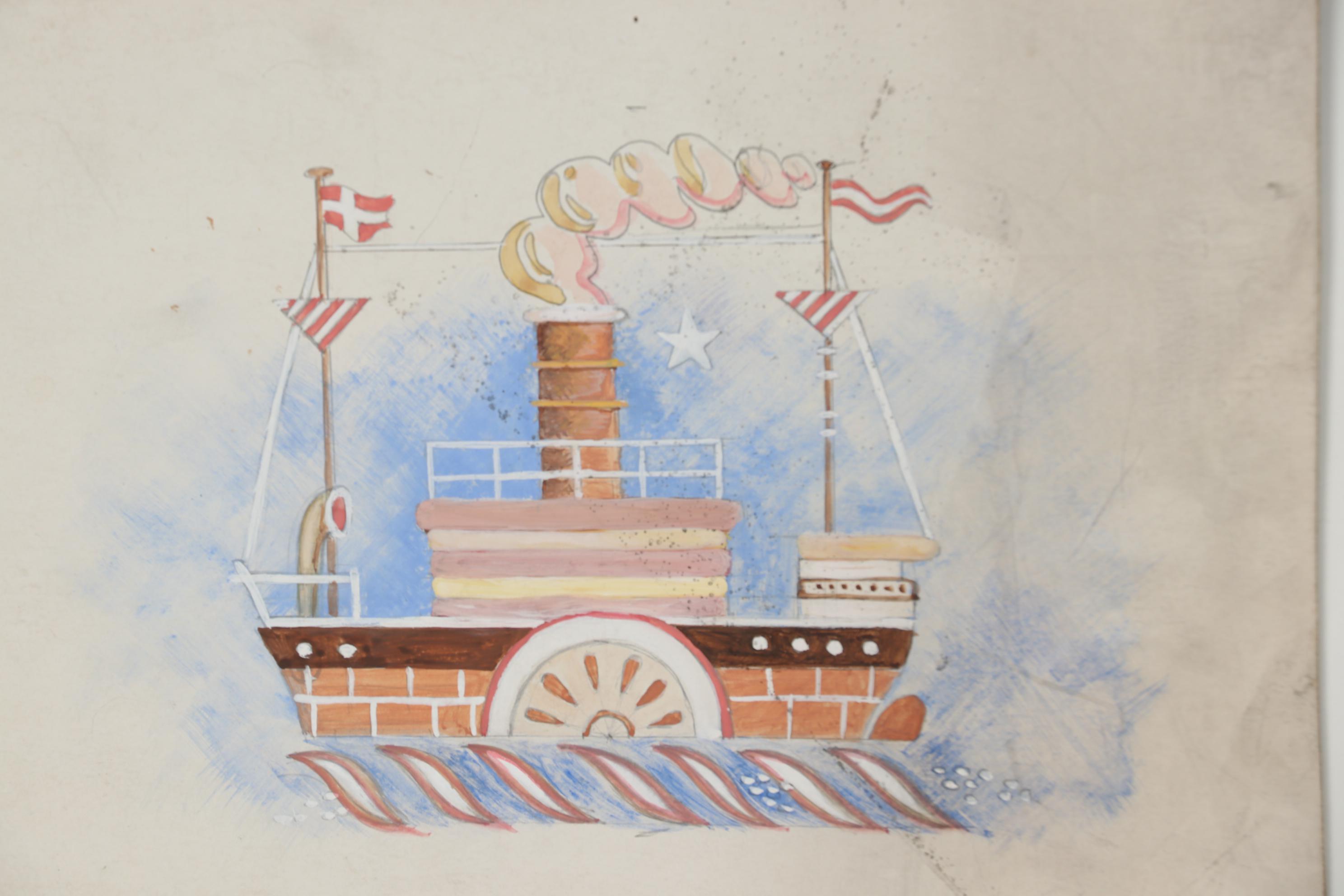 Late 20th Century Gouache Painting Attributed to Edgar Yaeger