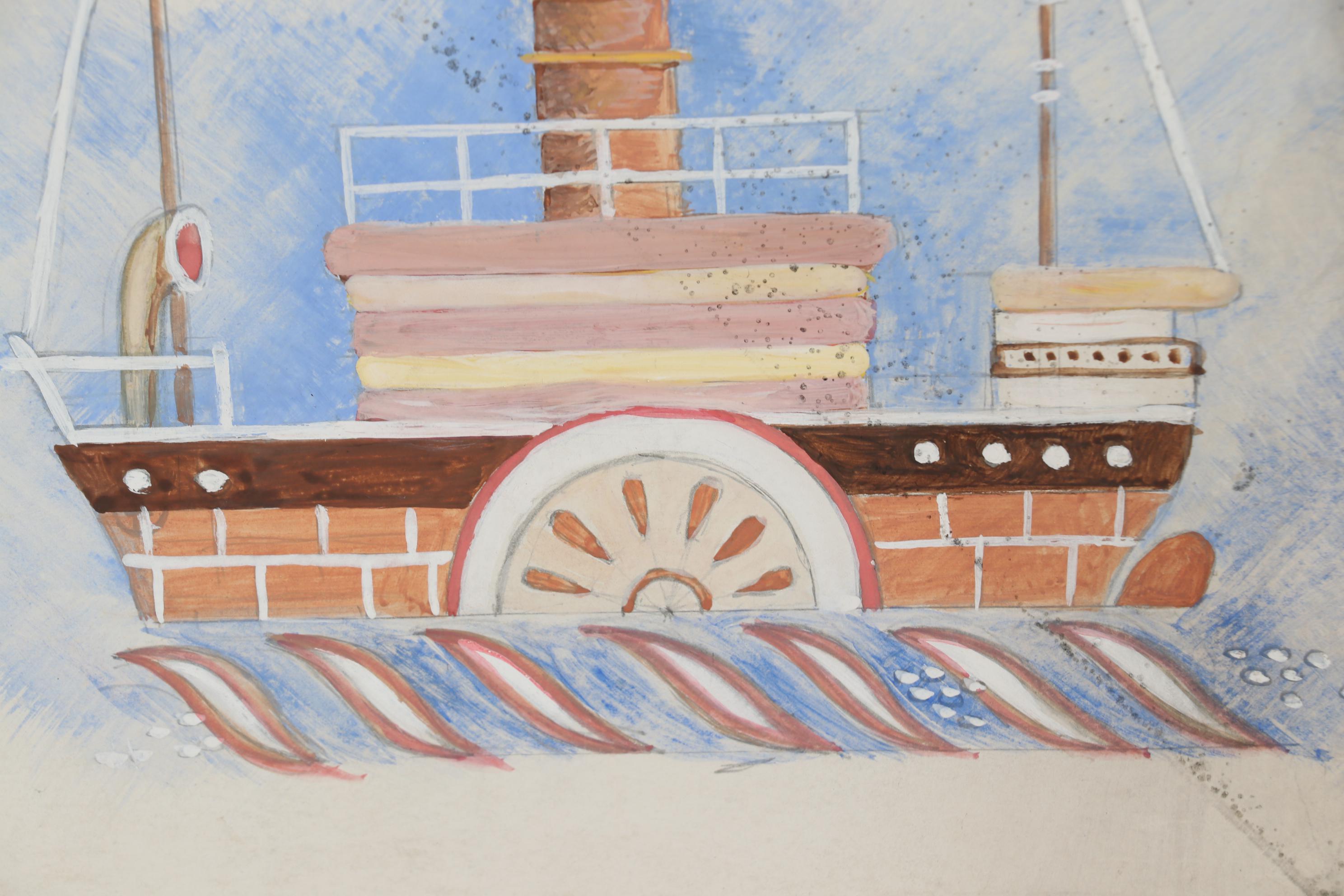 Late 20th Century Gouache Painting Attributed to Edgar Yaeger