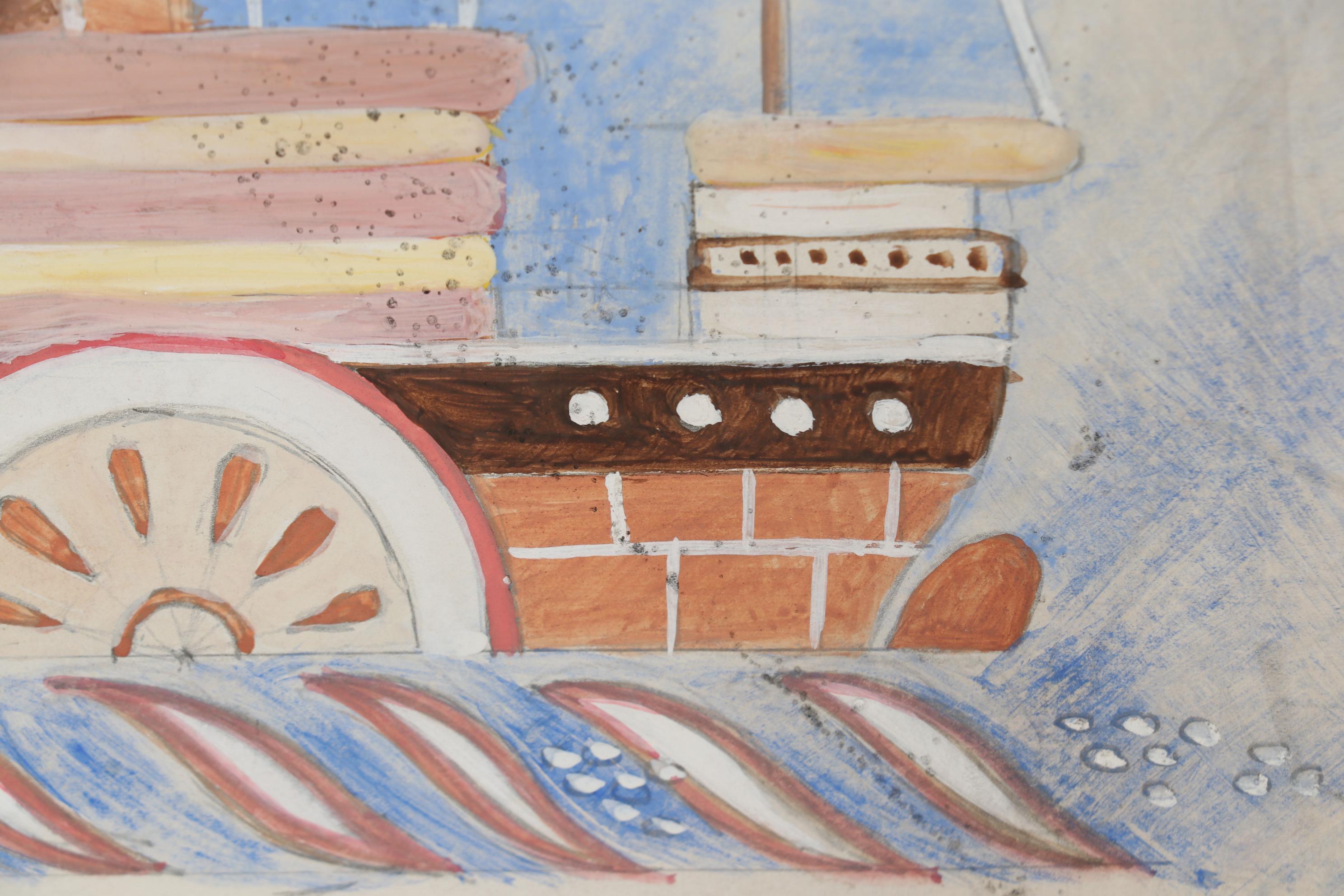 Late 20th Century Gouache Painting Attributed to Edgar Yaeger