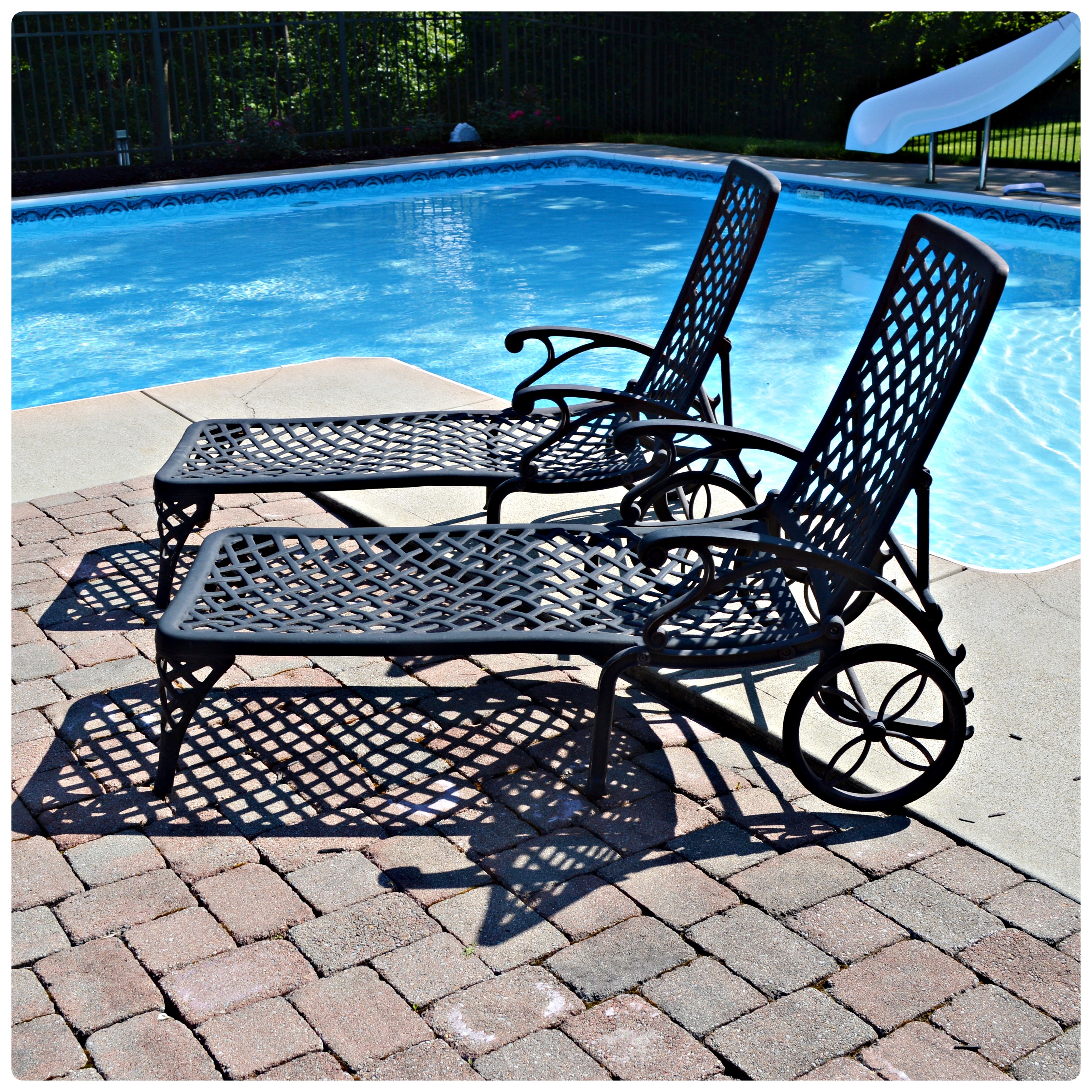 Cast Aluminum Chaise Lounge Chair, Pair, Contemporary