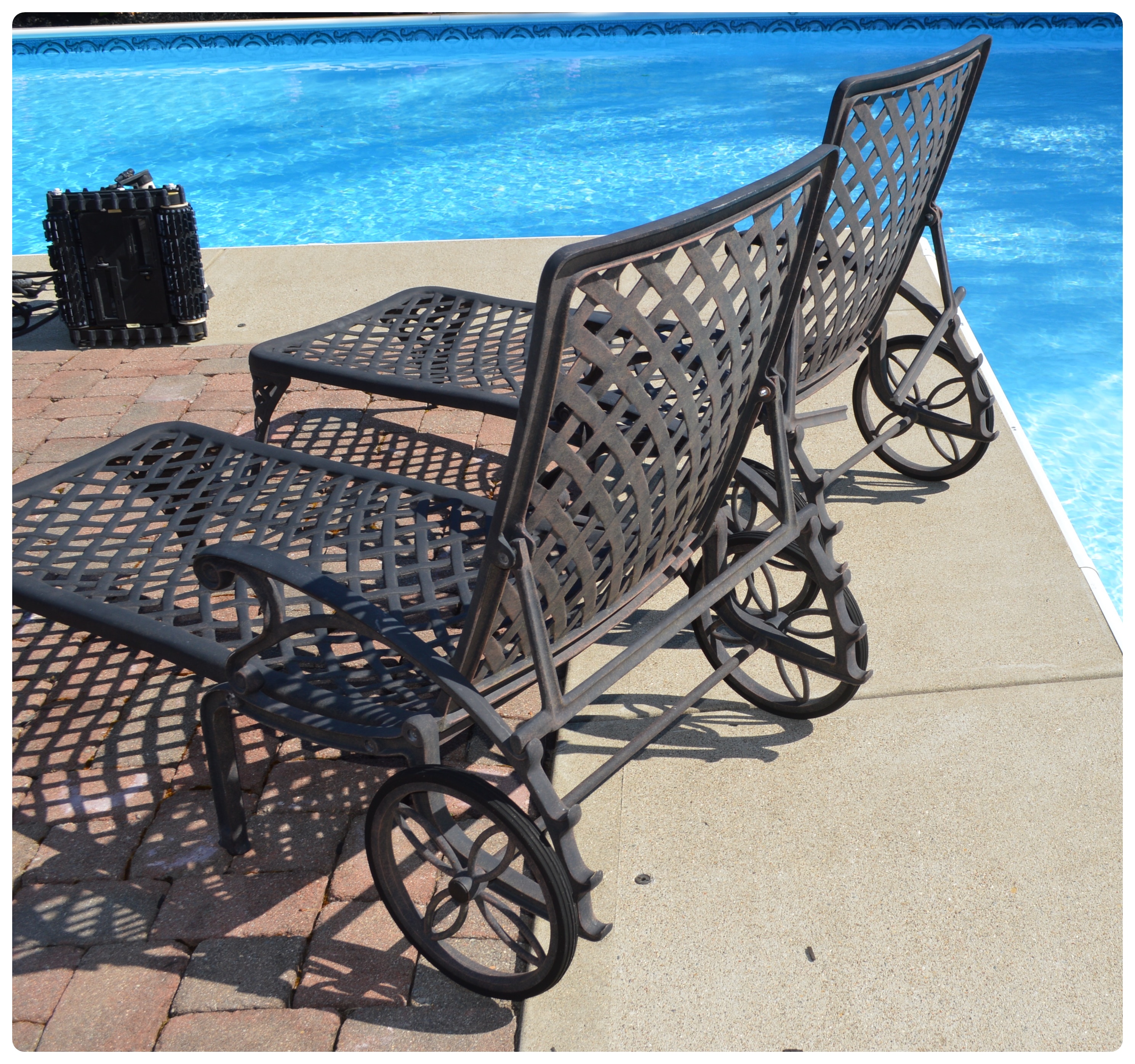 Cast Aluminum Chaise Lounge Chair, Pair, Contemporary