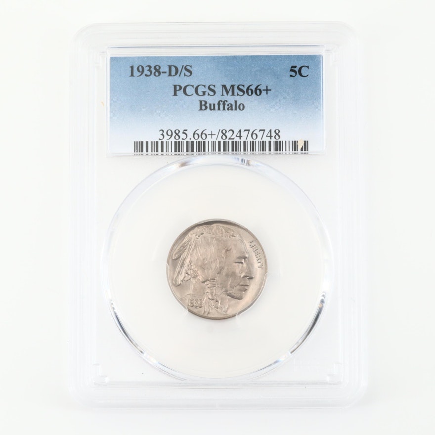 PCGS Graded MS66+ 1938 D/S Buffalo Nickel