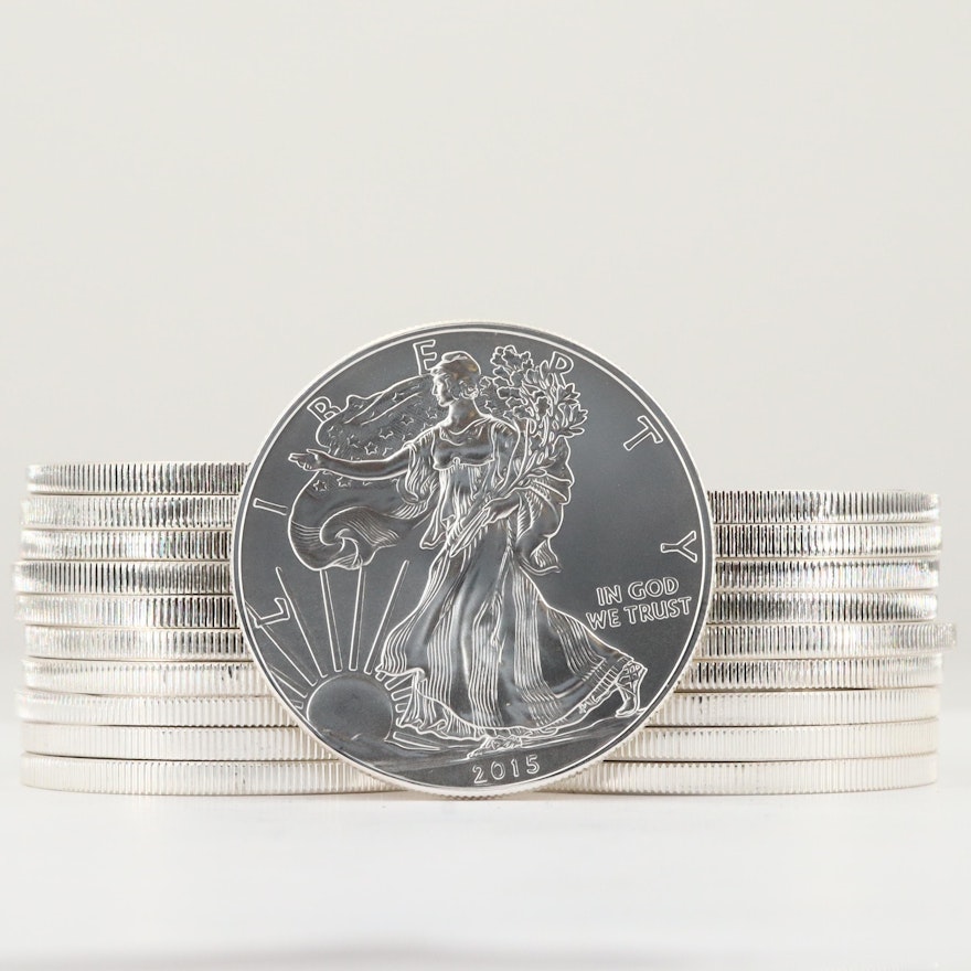 Roll of Twenty Uncirculated 2015 Silver American Eagle $1 Coins