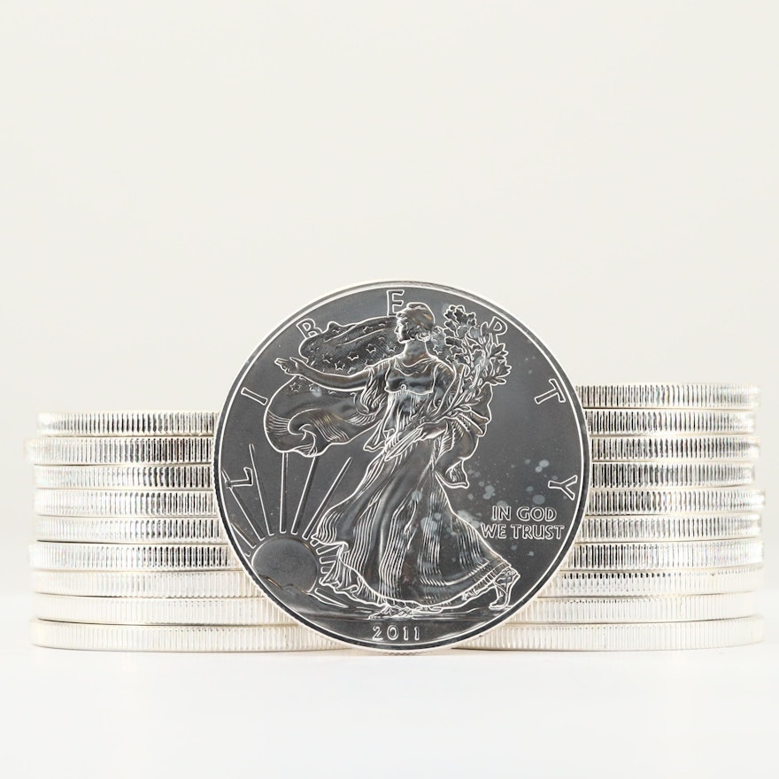 Roll of Twenty Uncirculated 2011 Silver American Eagle $1 Coins