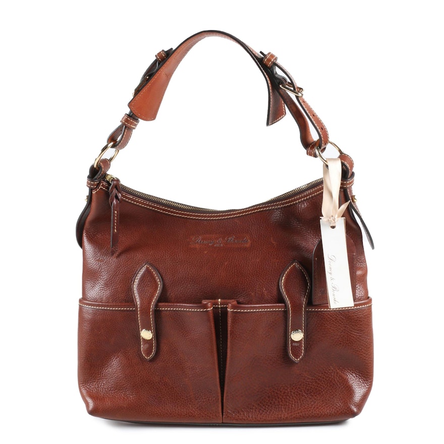 Dooney & Bourke Medium Lucy Hobo Bag in Chestnut Florentine Vacchetta Leather