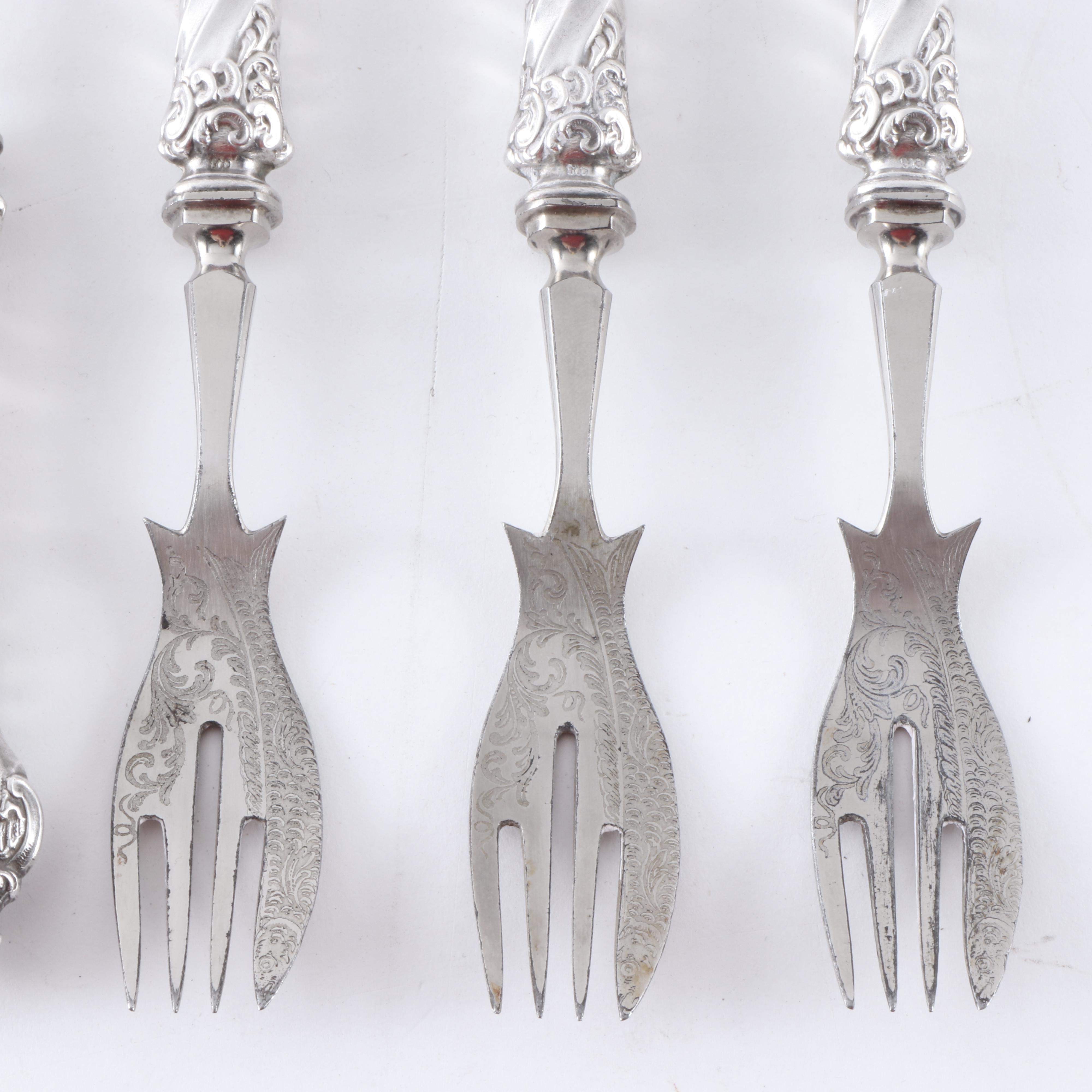 Victorian Era 800 Silver Fish Set, Late 19th Century