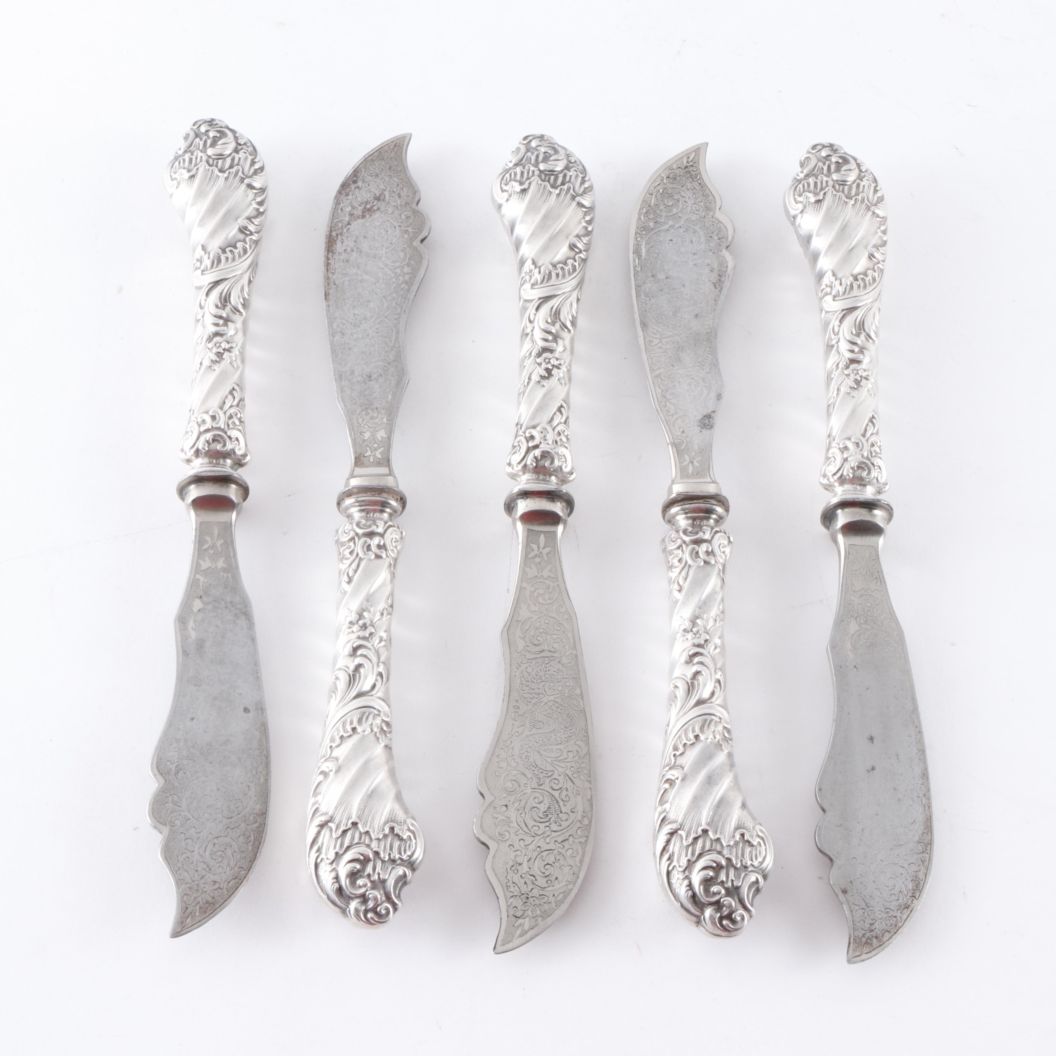 Victorian Era 800 Silver Fish Set, Late 19th Century