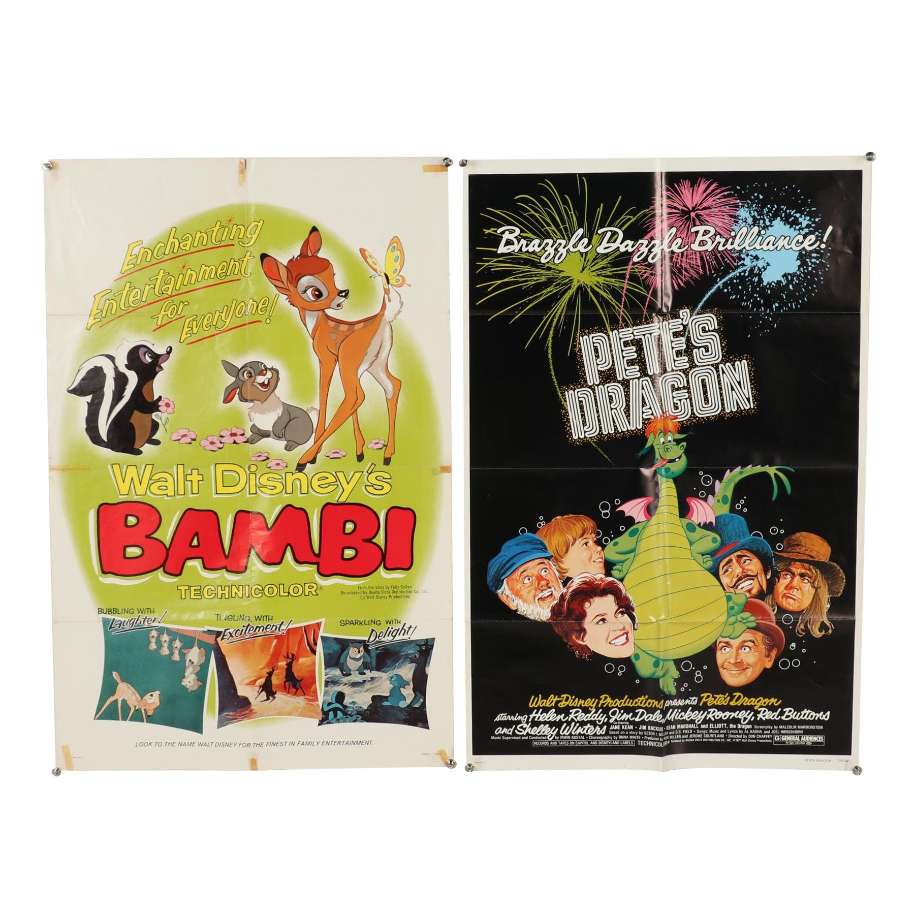 Walt Disney's "Bambi" and "Pete's Dragon" Movie Posters, 1950s - 1970s