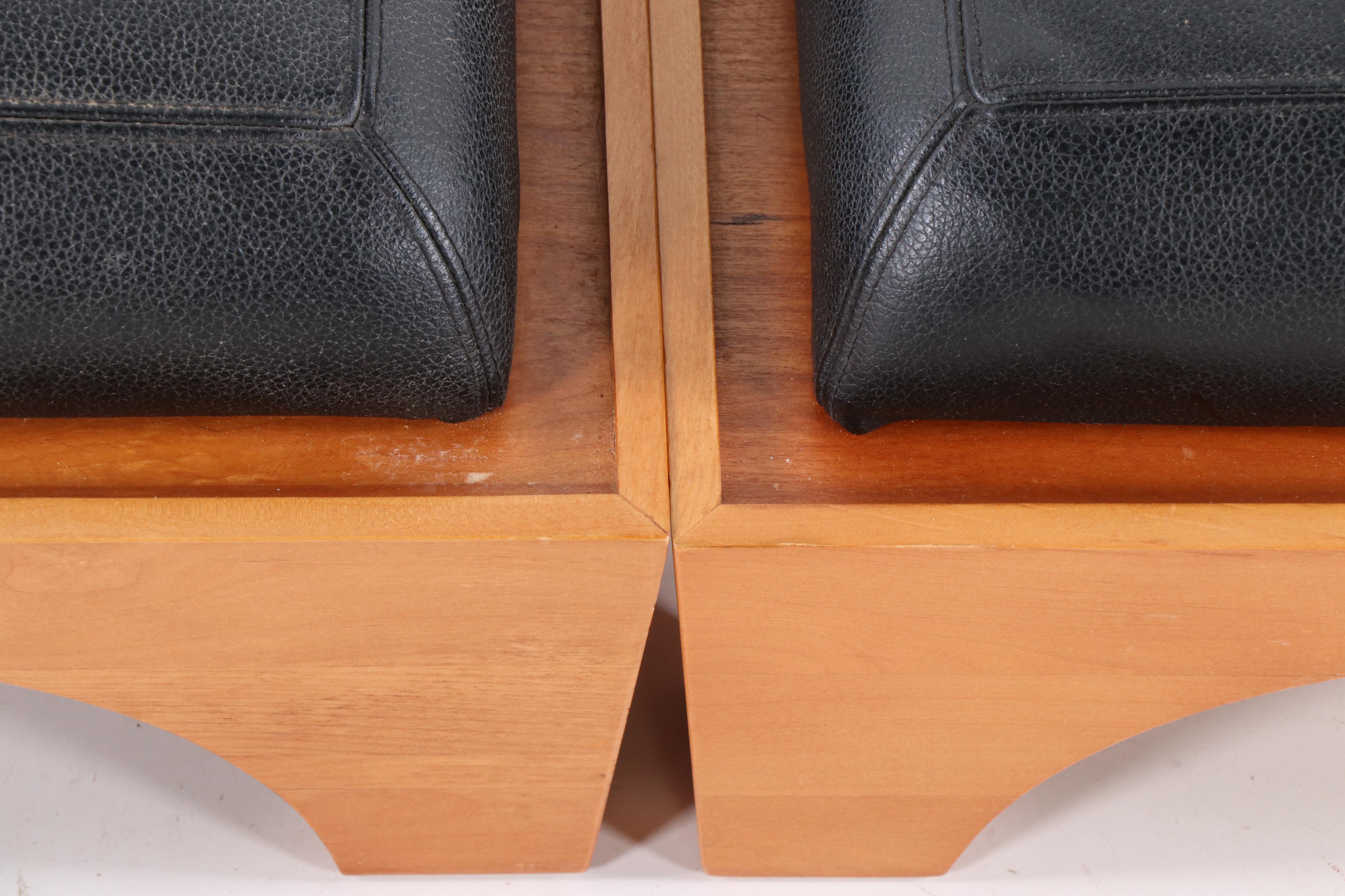 Levenger Cherry and Leather Stacking Stools, Contemporary