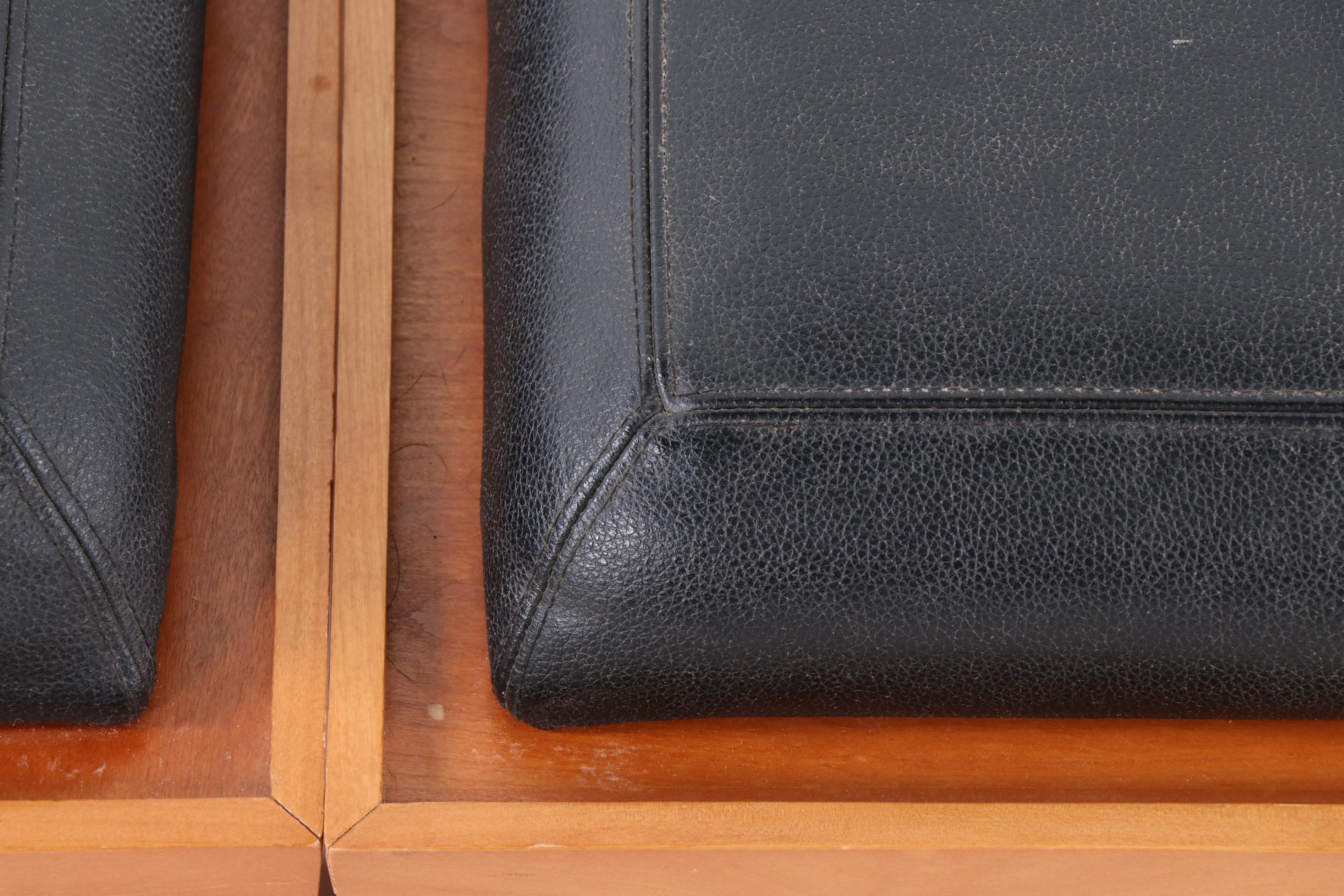 Levenger Cherry and Leather Stacking Stools, Contemporary