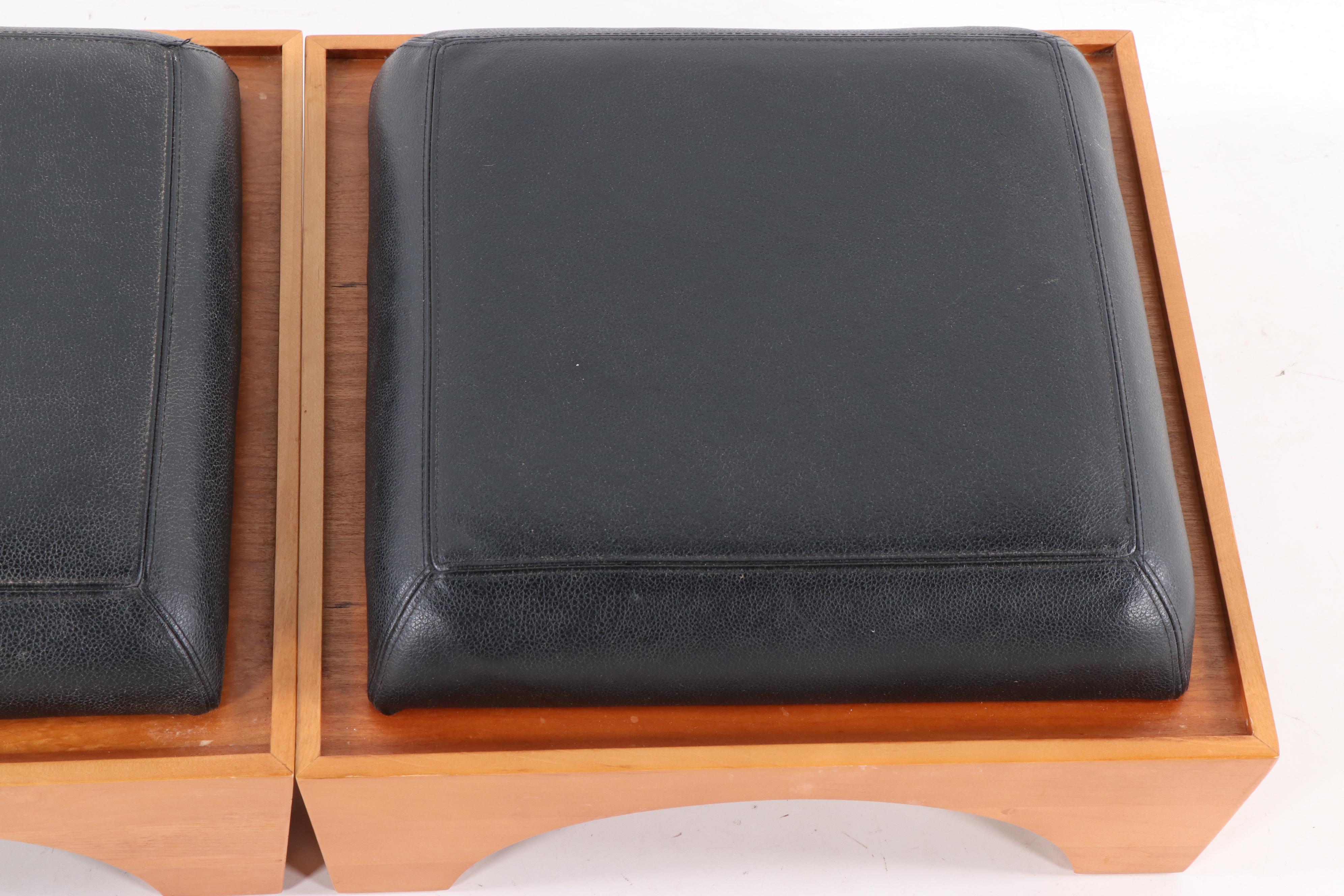 Levenger Cherry and Leather Stacking Stools, Contemporary