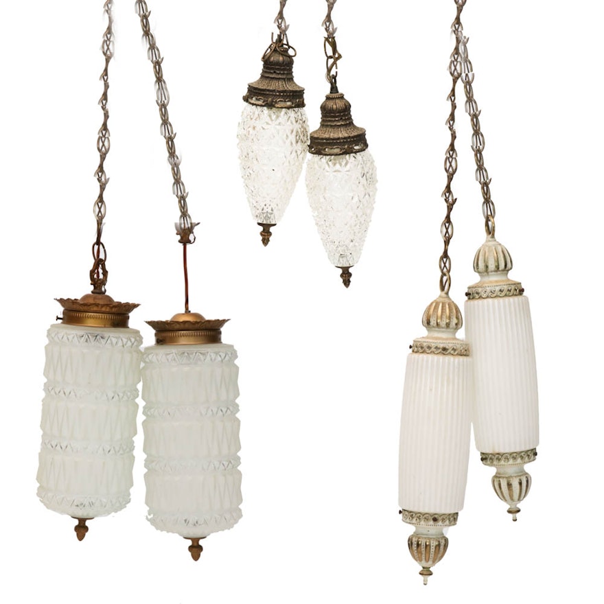 Glass Pendant Lamps, Mid-Century