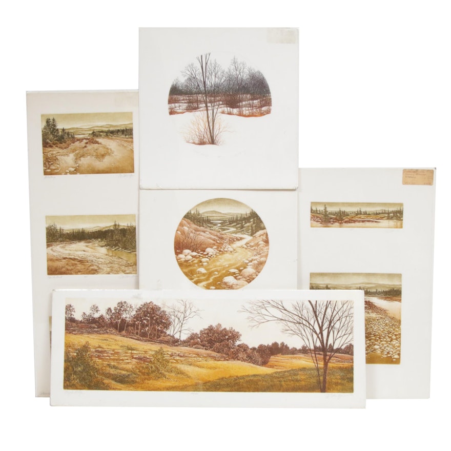 Donna Aldridge Rural Landscape Color Etching Collection