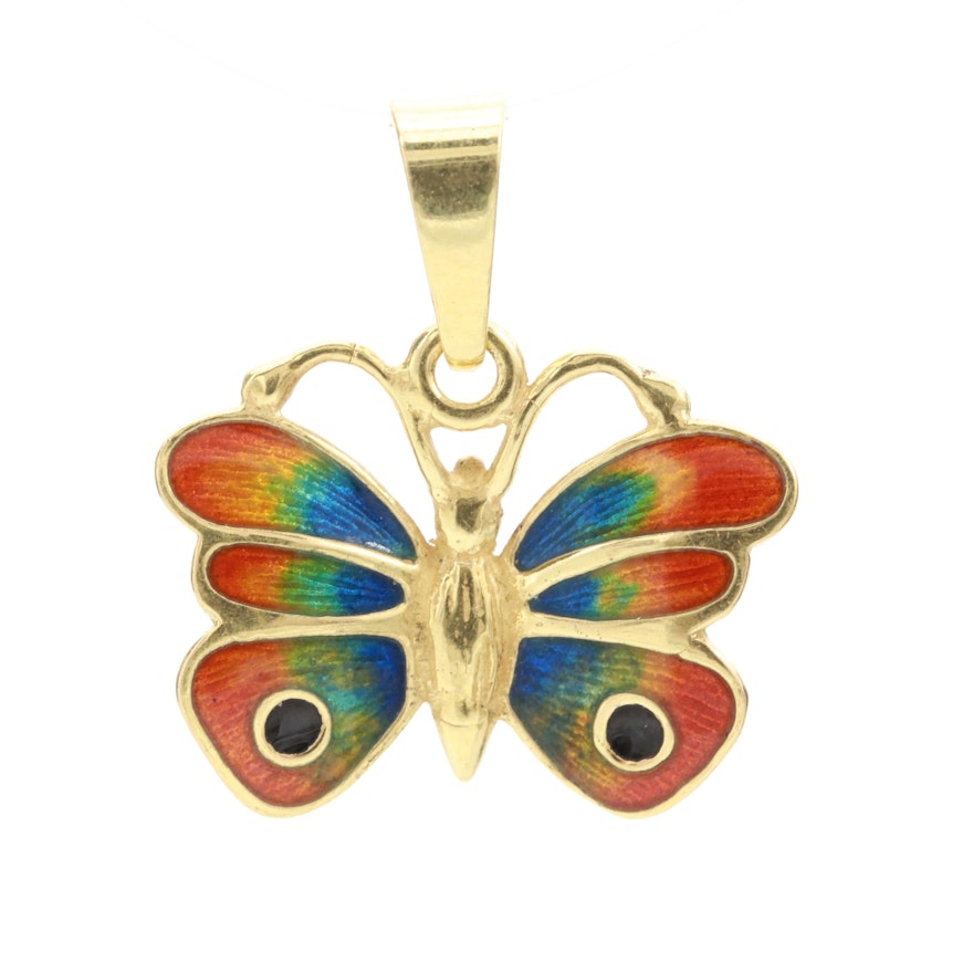 Milor 18K Yellow Gold Enamel Butterfly Pendant