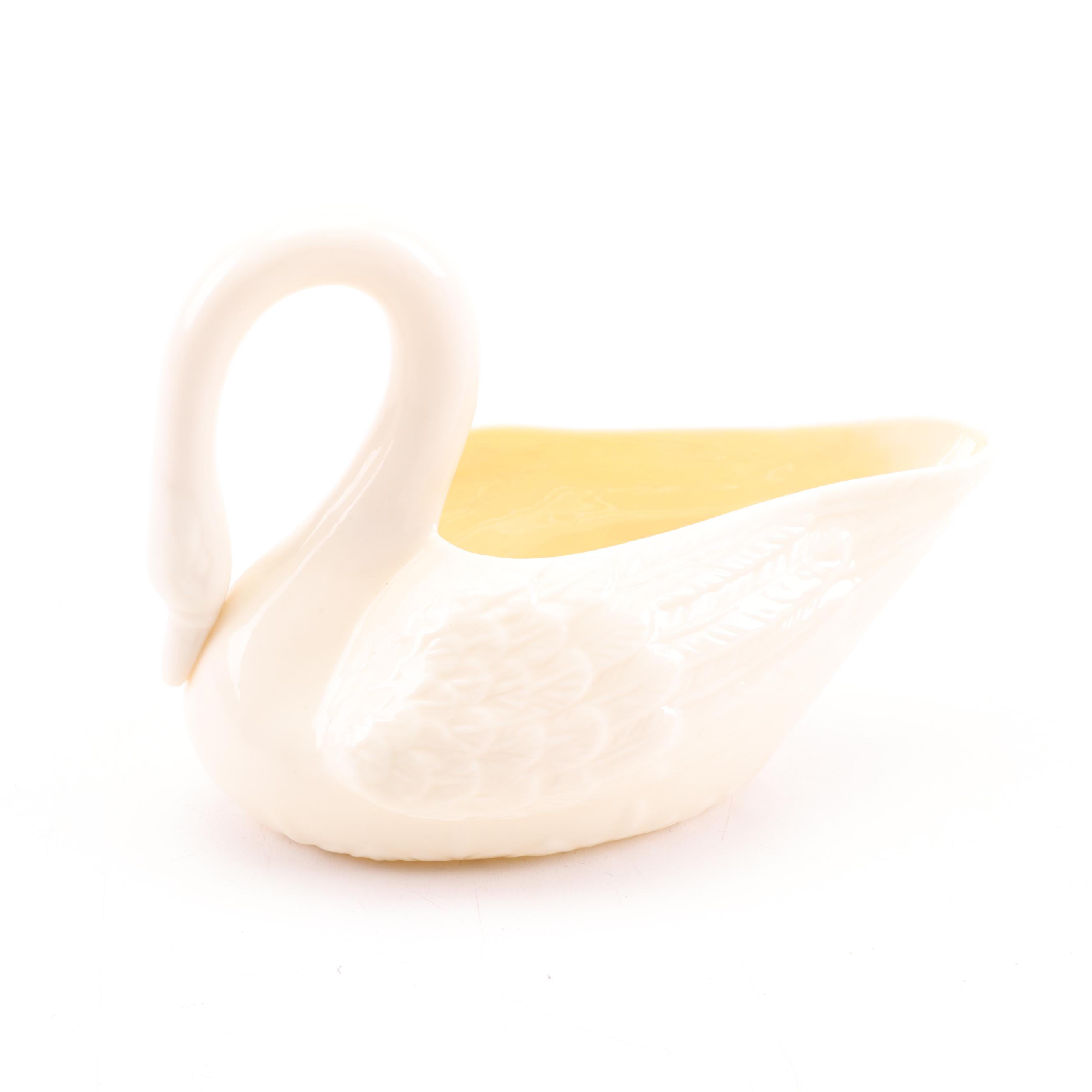 Belleek Porcelain Swan Figurines