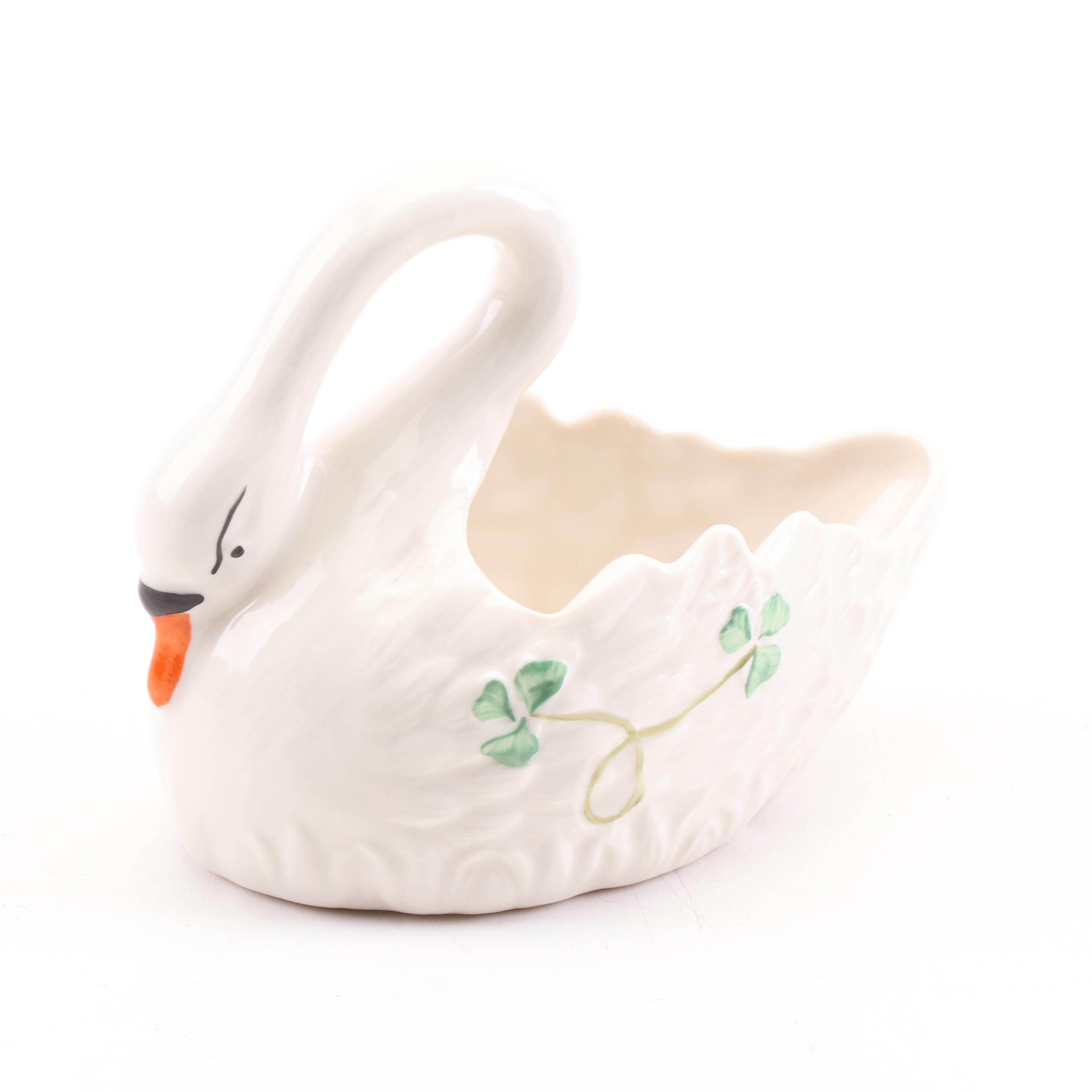 Belleek Porcelain Swan Figurines