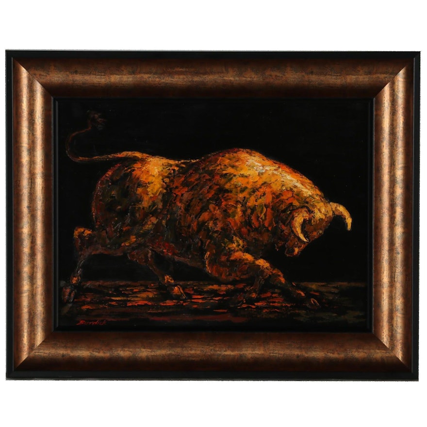 Charles Burdick Oil Painting of a Bull