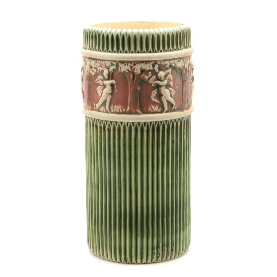 Roseville Pottery "Donatello" Umbrella Stand, Early 20th Century