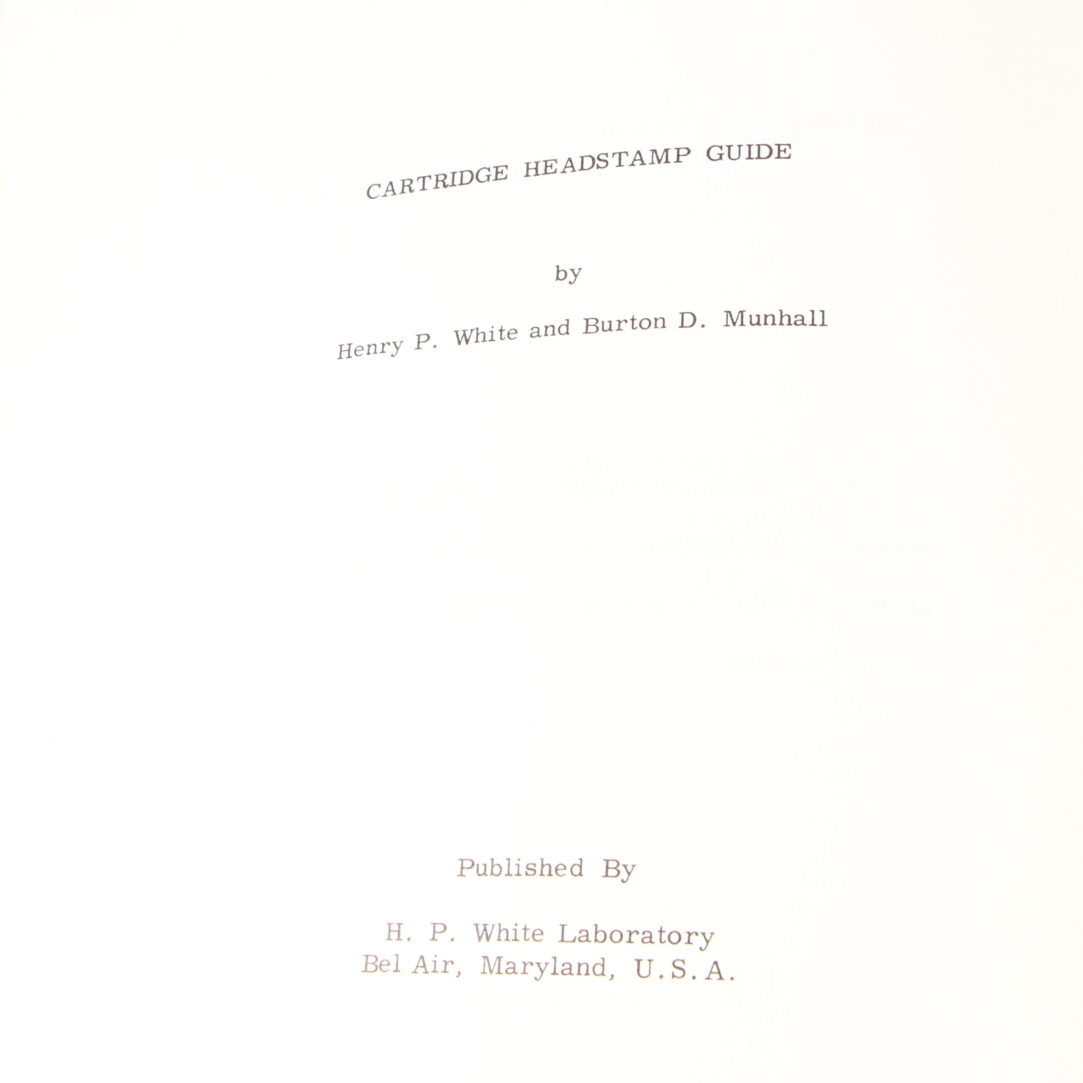 1963 "Cartridge Headstamp Guide" and "Professional Loading and Reloading Data"