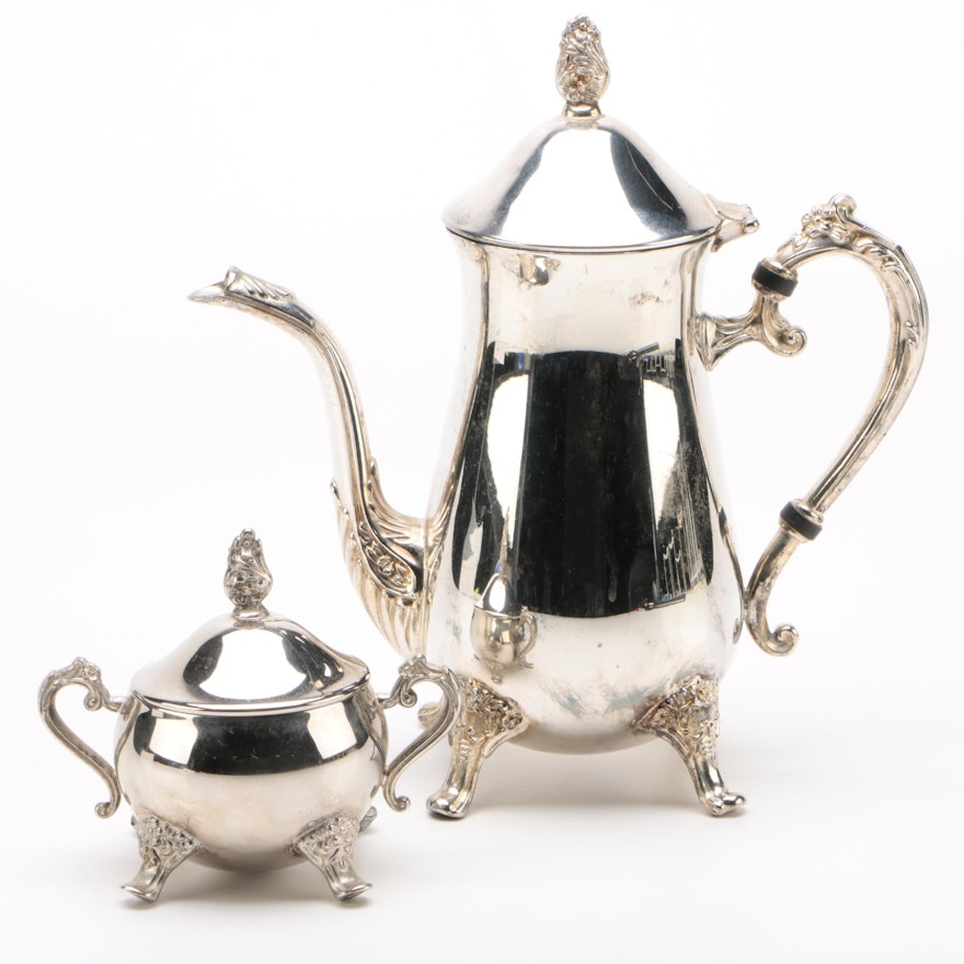 International Silver "1991" Silver Plate Coffee Pot and Sugar Bowl