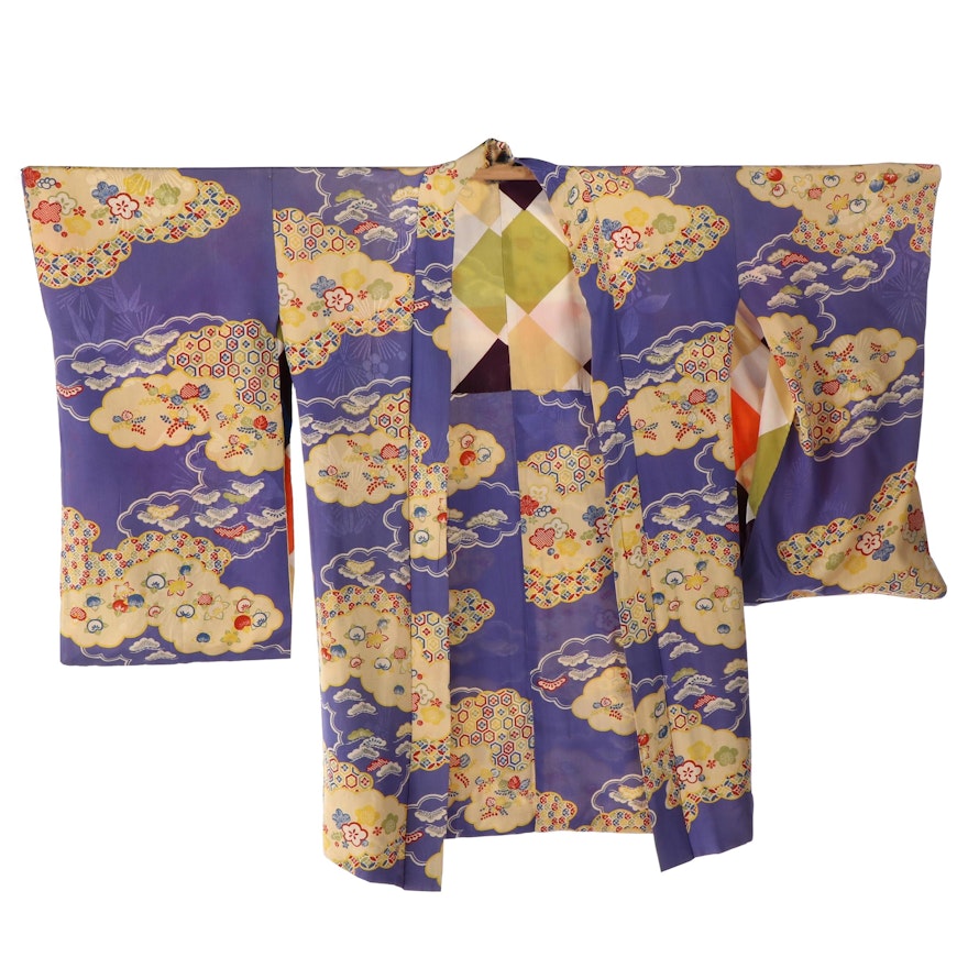 Vintage Japanese Silk Haori Jacket, Showa Period
