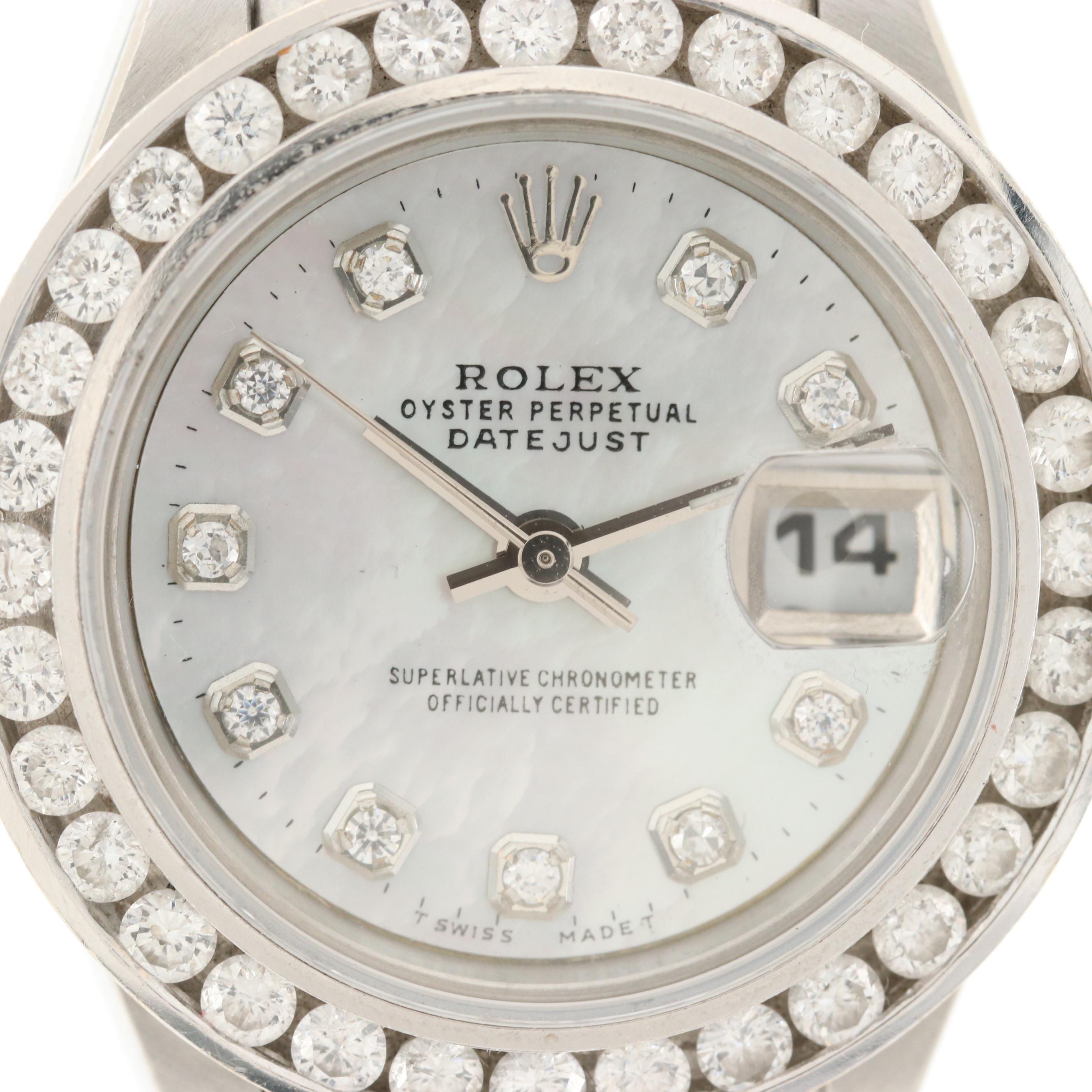 Rolex Datejust Stainless Steel and 1.28 CTW Diamond Bezel Watch