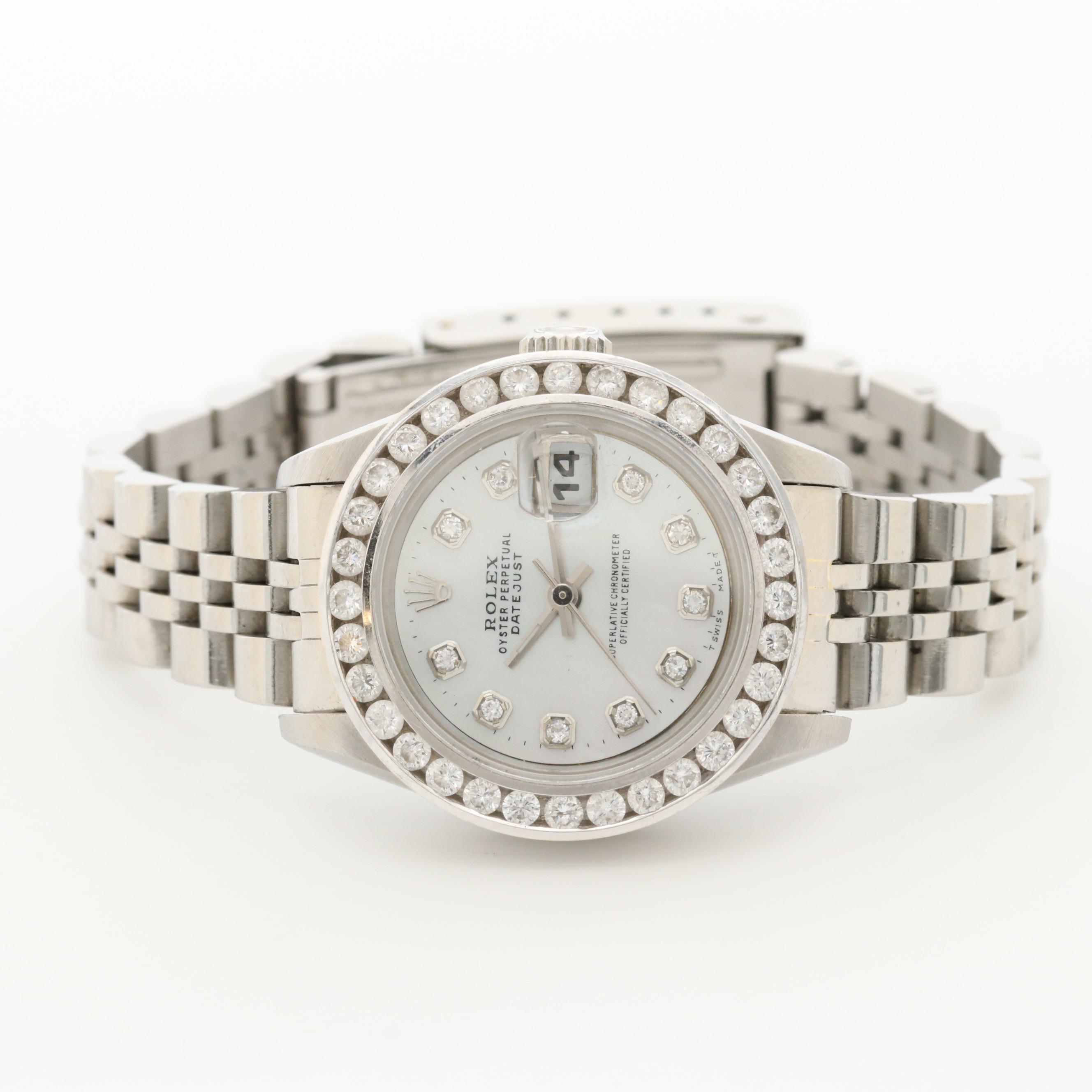 Rolex Datejust Stainless Steel and 1.28 CTW Diamond Bezel Watch