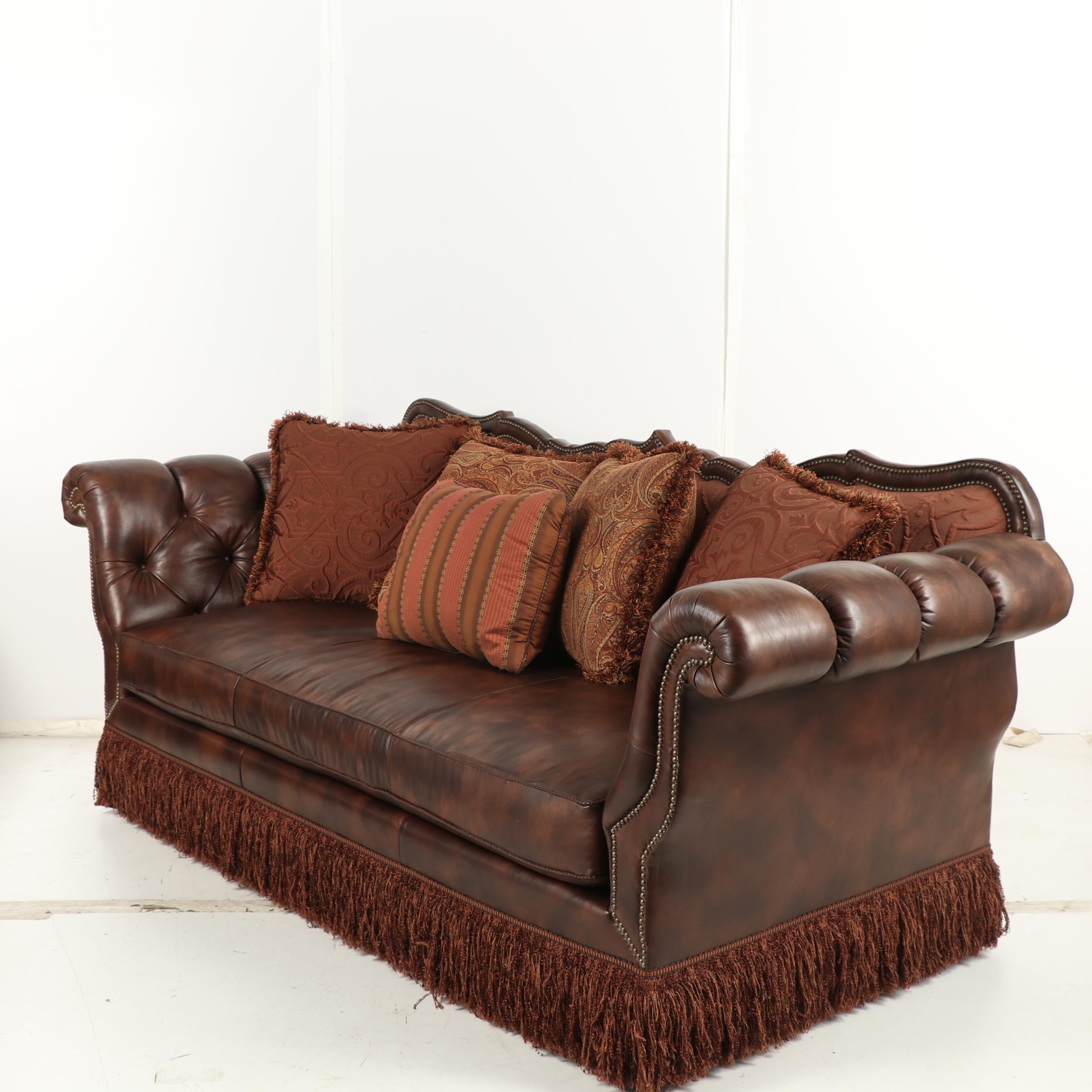 Robb & Stucky Interiors Leather and Fabric Upholstered Sofa