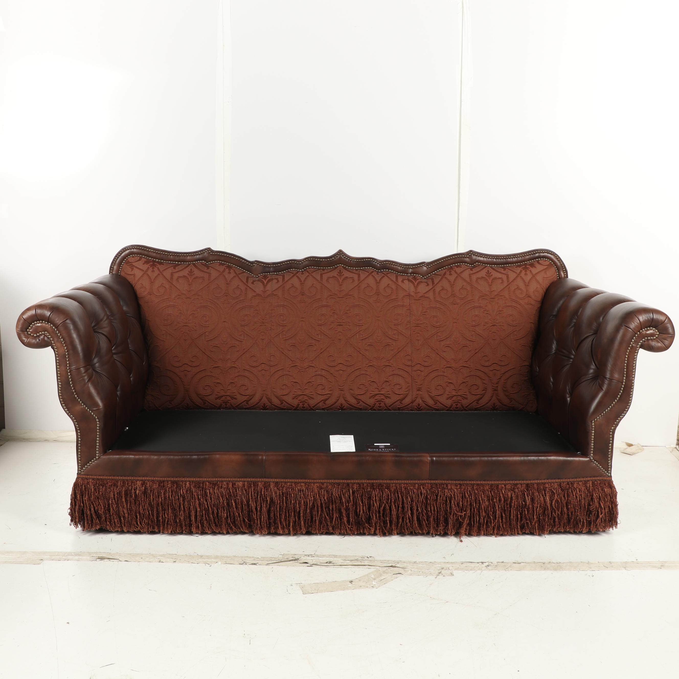 Robb & Stucky Interiors Leather and Fabric Upholstered Sofa