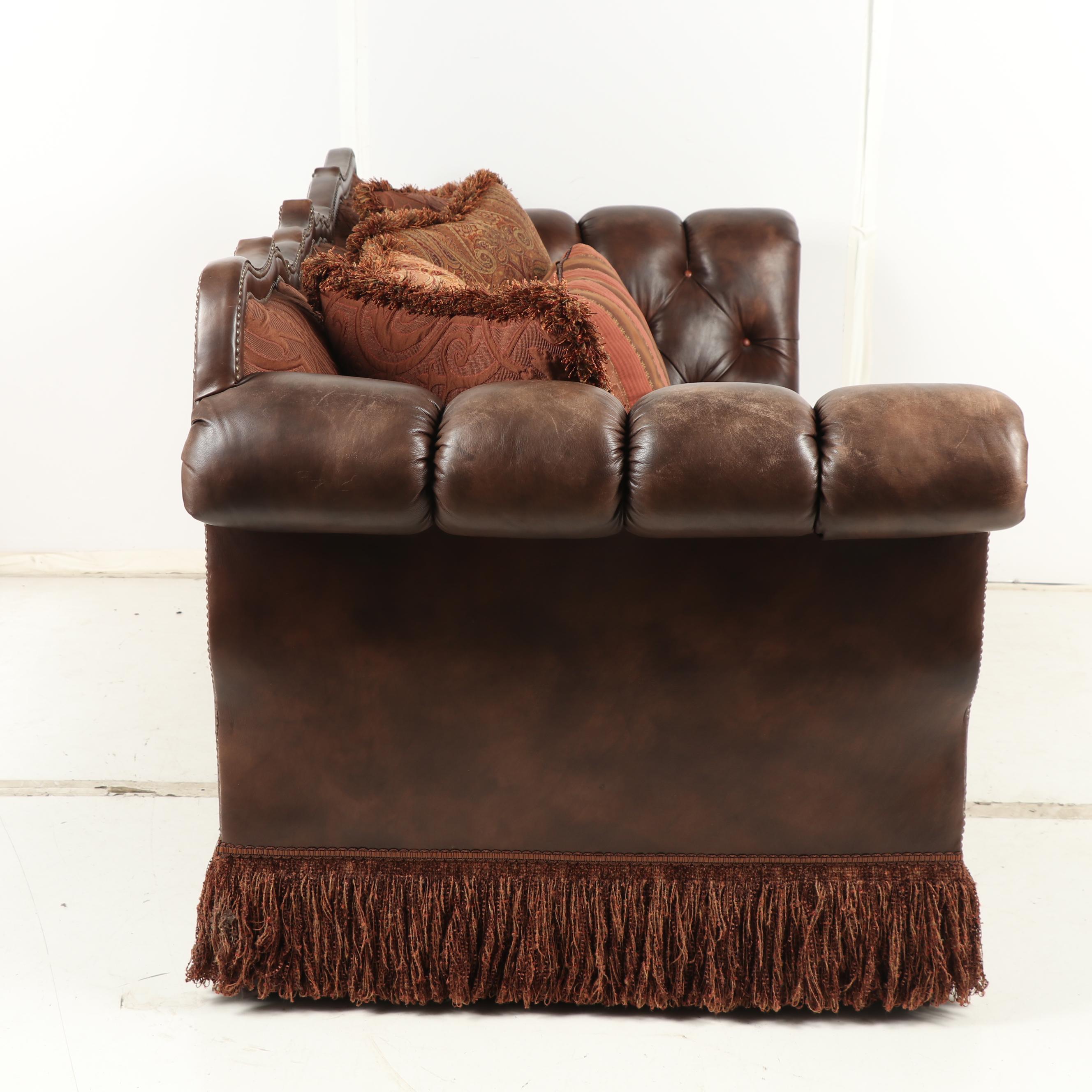 Robb & Stucky Interiors Leather and Fabric Upholstered Sofa