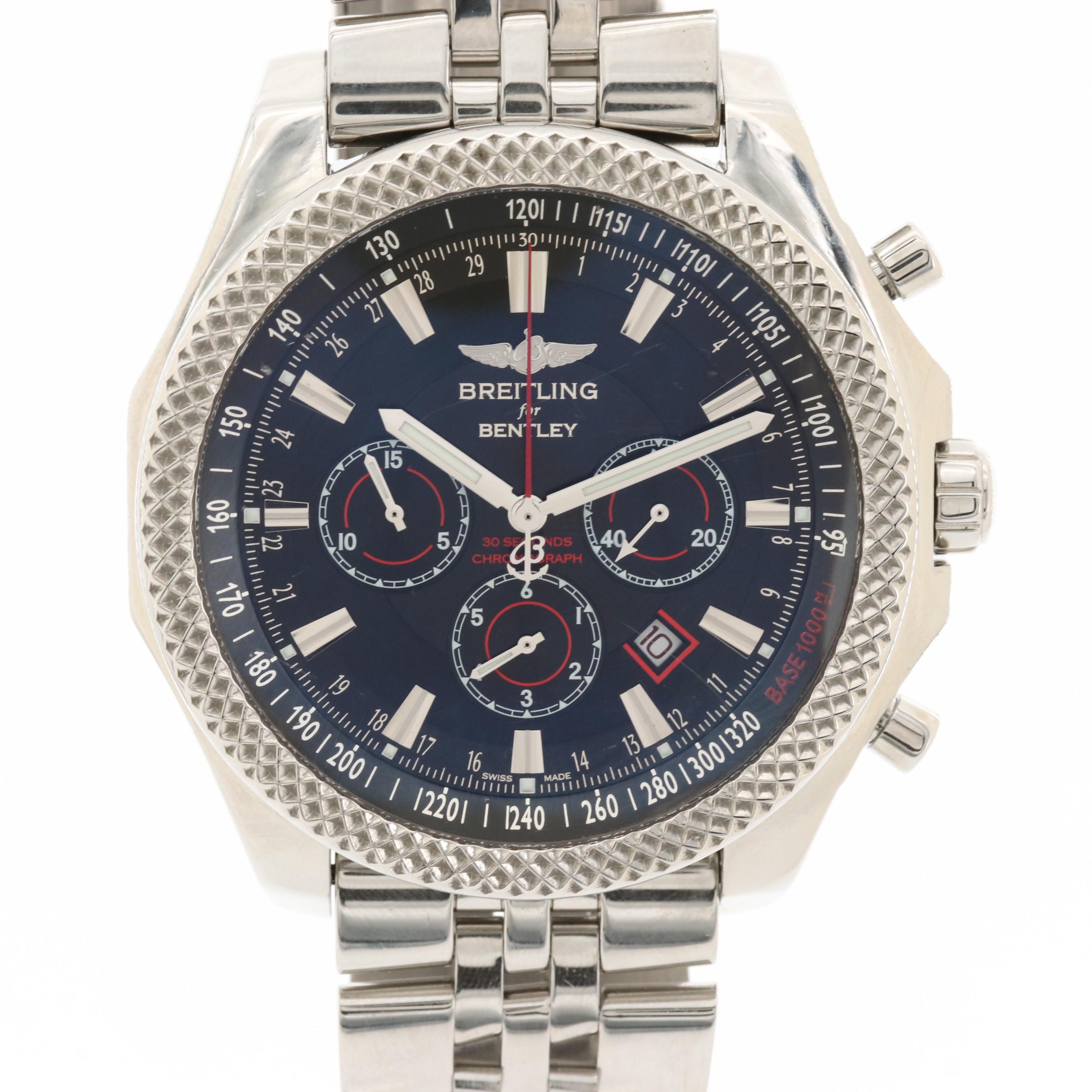 Breitling For Bentley Stainless Steel Watch With Barnato Black Racing Dial