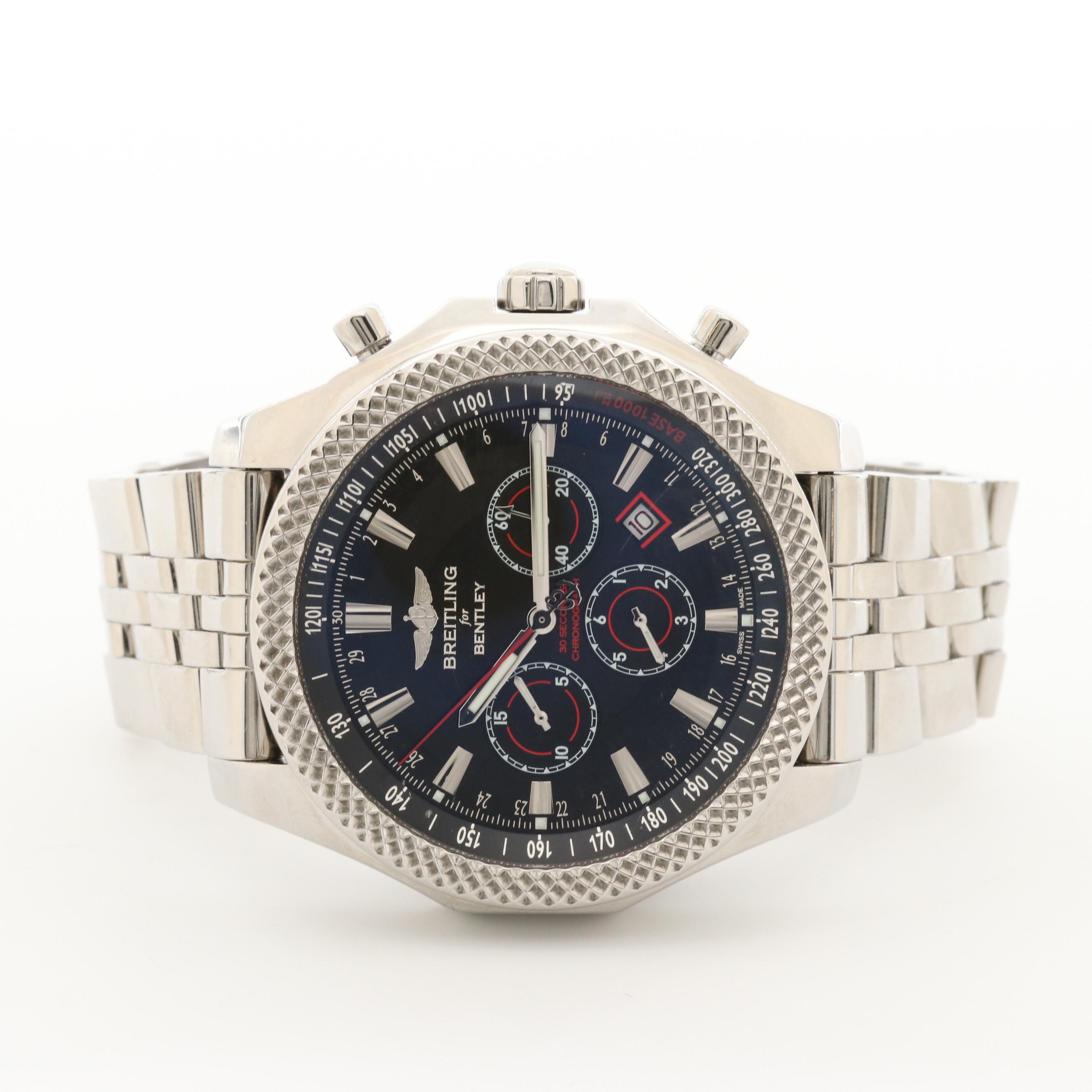 Breitling For Bentley Stainless Steel Watch With Barnato Black Racing Dial