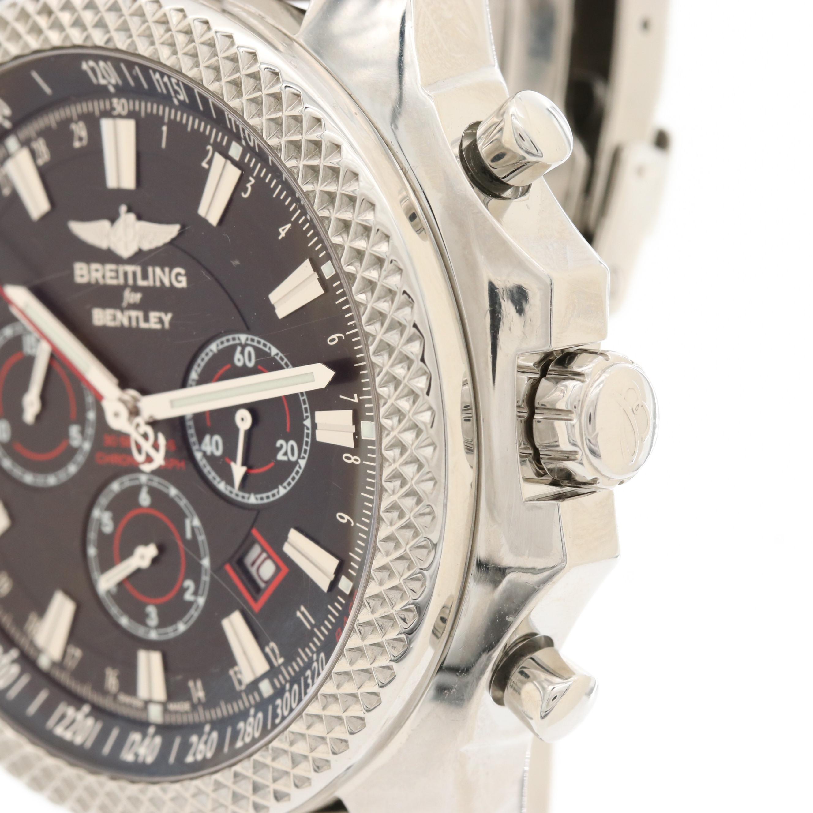 Breitling For Bentley Stainless Steel Watch With Barnato Black Racing Dial