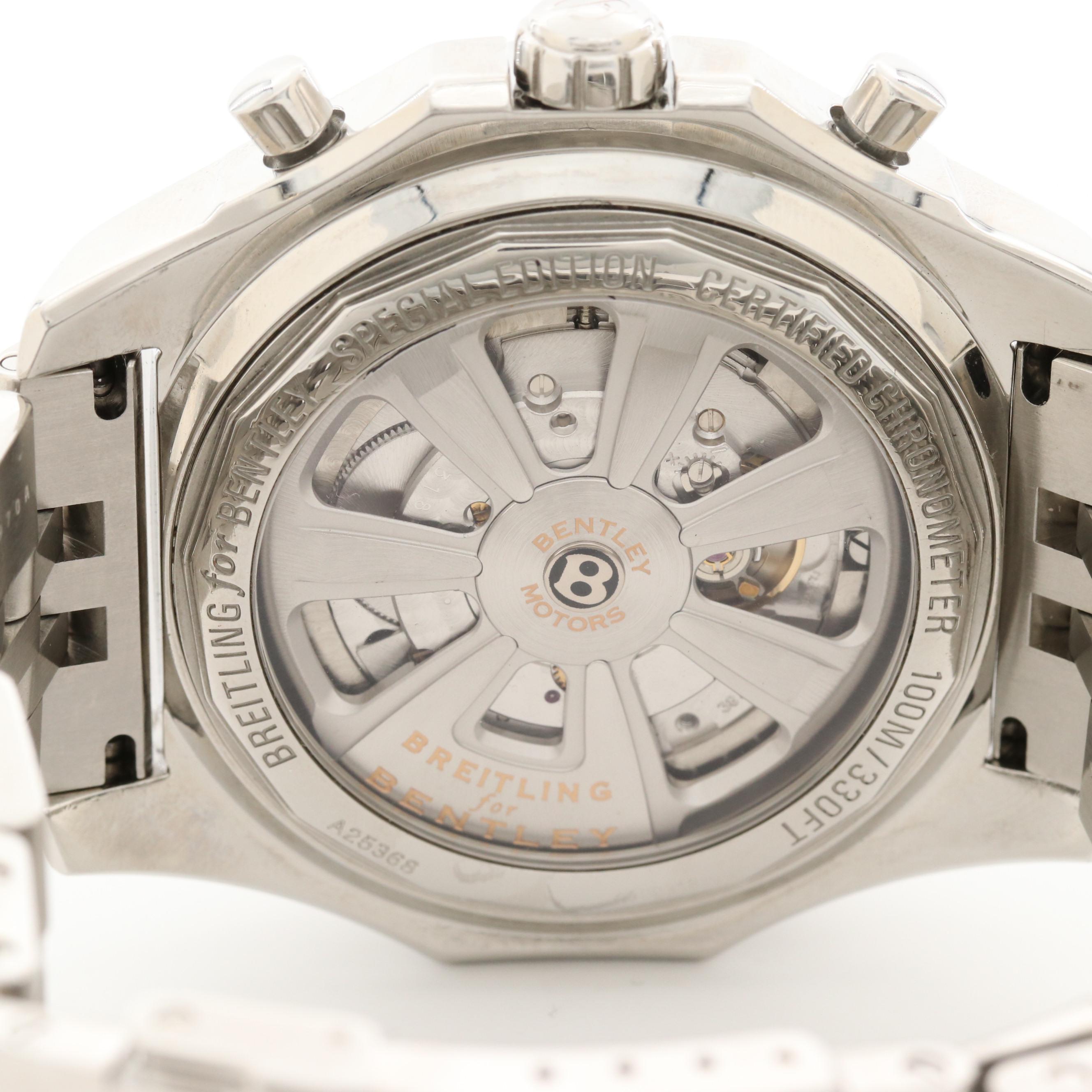 Breitling For Bentley Stainless Steel Watch With Barnato Black Racing Dial