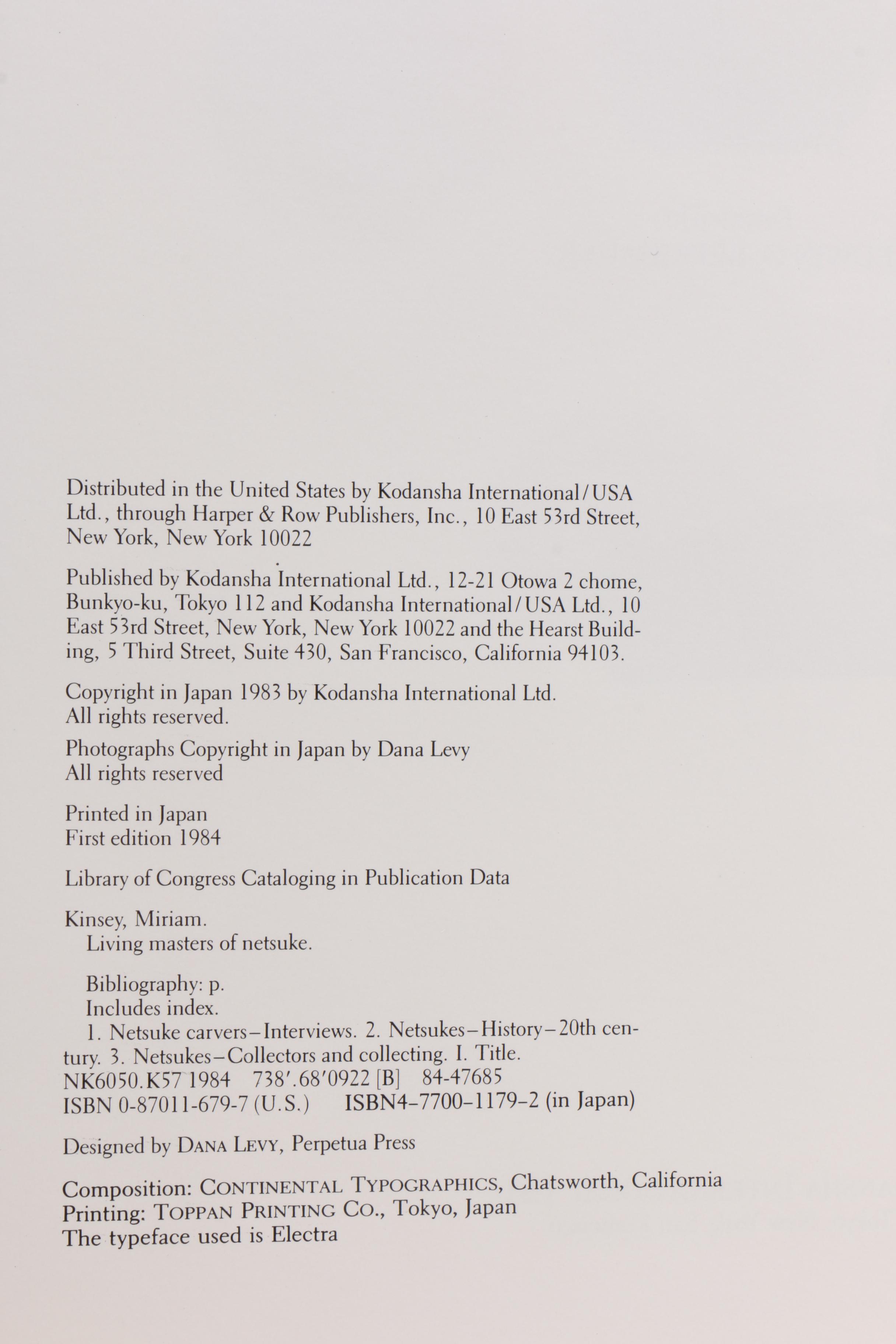 Japanese Netsuke Books including "Living Masters of Netsuke" by Miriam Kinsey