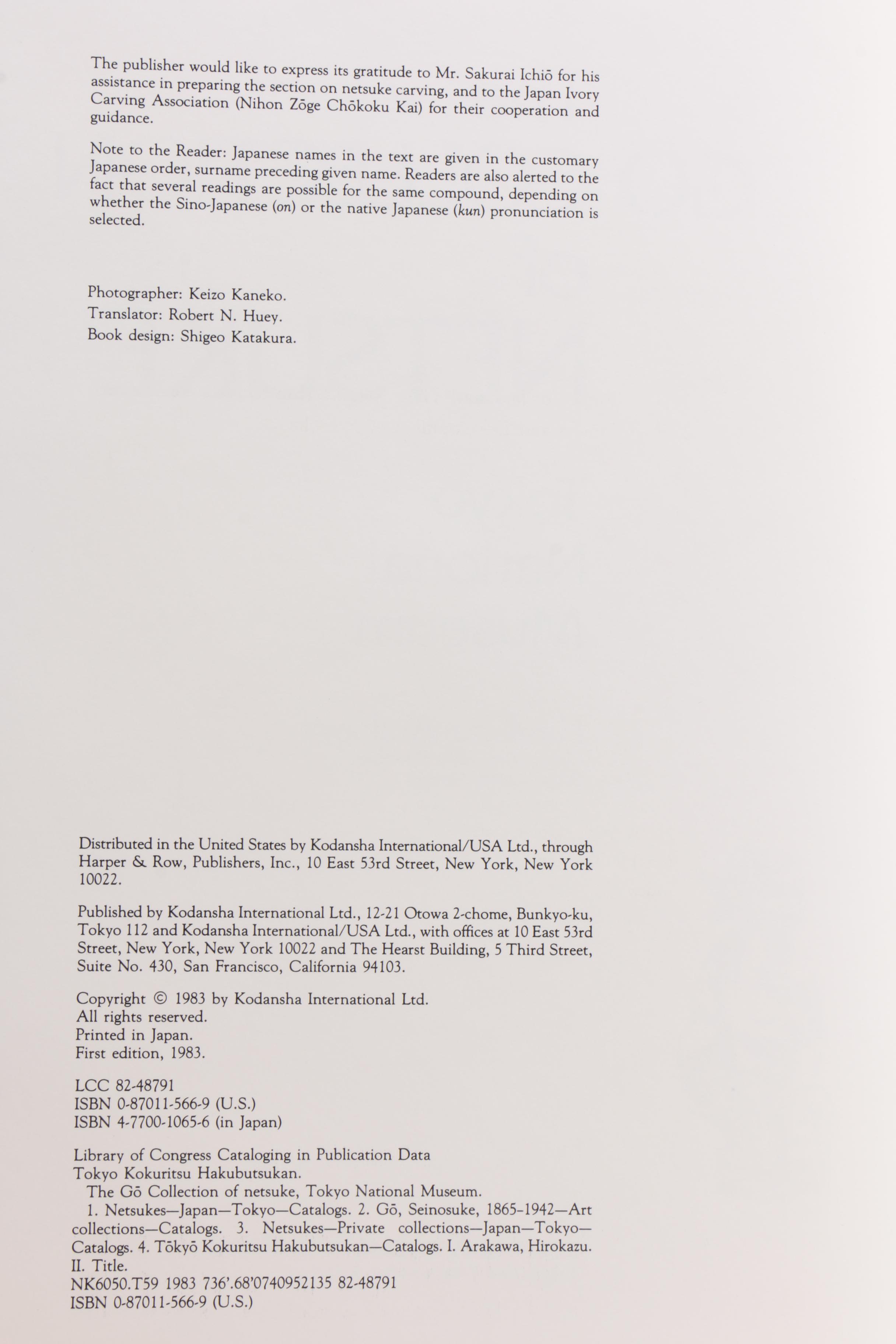 Japanese Netsuke Books including "Living Masters of Netsuke" by Miriam Kinsey