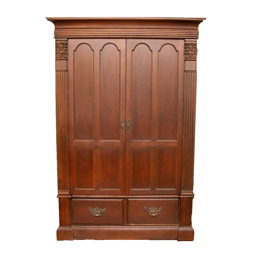 Bernhardt Transitional/Neoclassical Style Mahogany-Finish Wooden Media Armoire